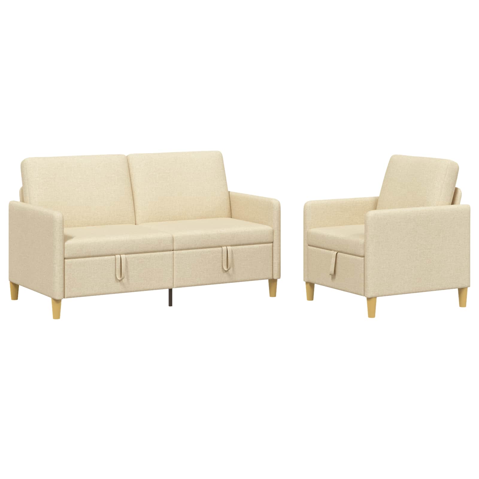 Bankenset met opbergruimte 2 st Crèmekleurig Polyester