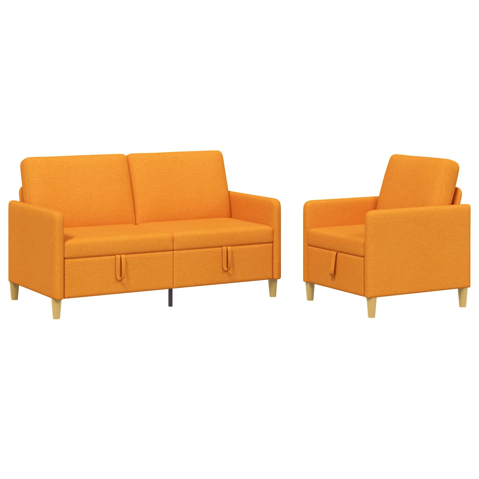 Bankenset met opbergruimte 2 st Donkergeel Polyester