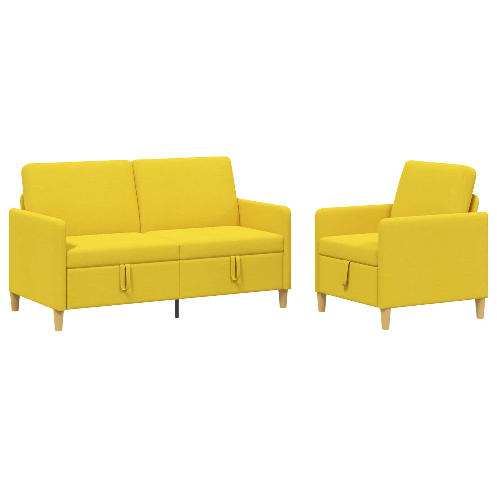 Bankenset met opbergruimte 2 st Lichtgeel Polyester