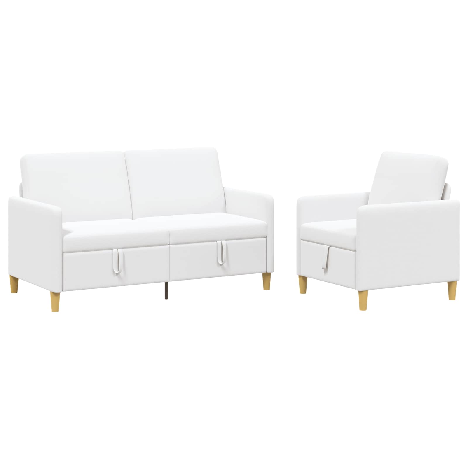 Bankenset met opbergruimte 2 st Wit Polyester