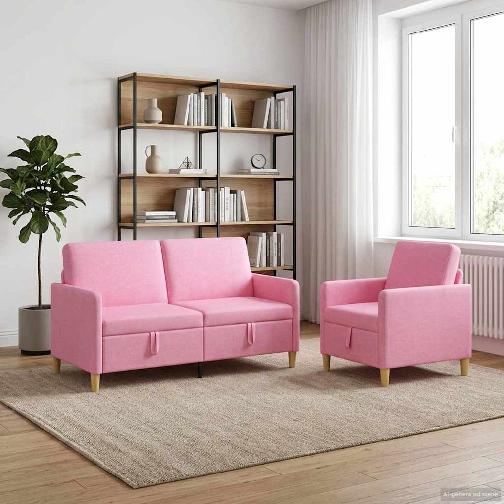 Bankenset met opbergruimte 2 st Roze Polyester