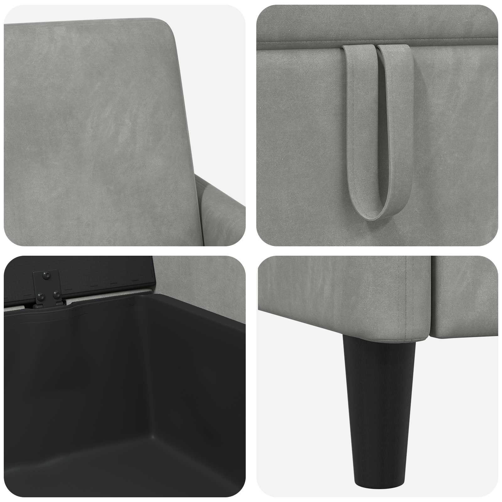 Bankenset met opbergruimte 2 st Lichtgrijs Polyester