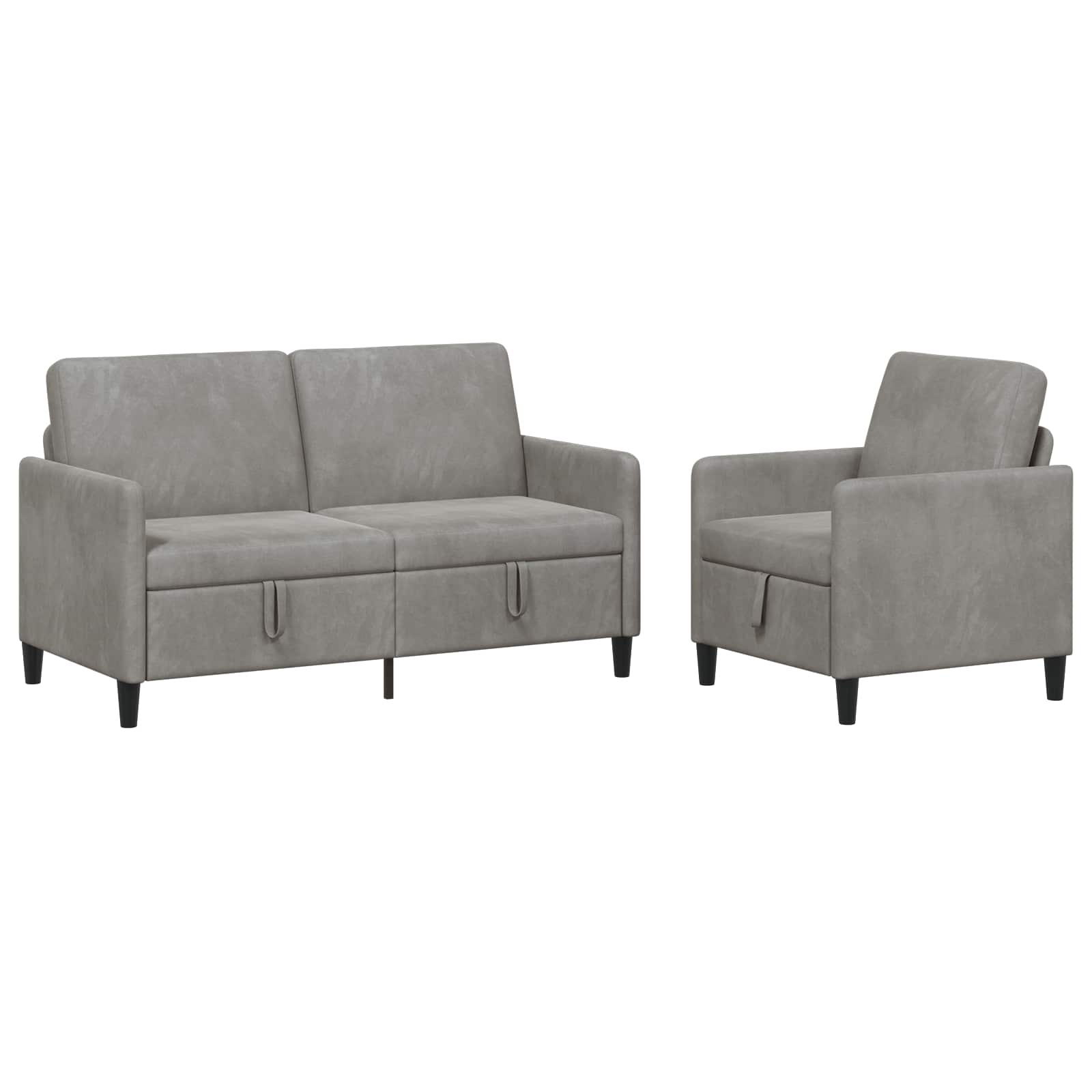 Bankenset met opbergruimte 2 st Lichtgrijs Polyester