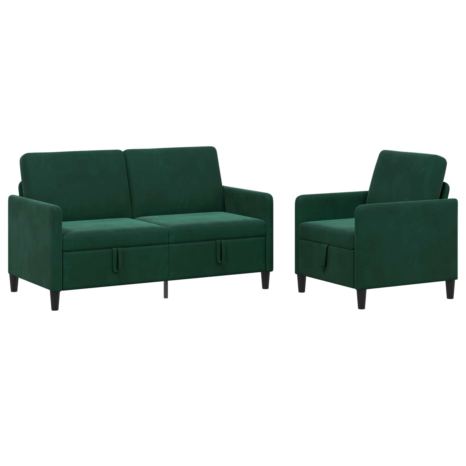 Bankenset met opbergruimte 2 st Donkergroen Polyester