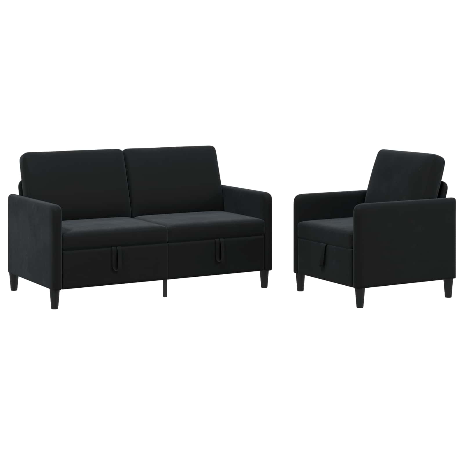 Bankenset met opbergruimte 2 st Zwart Polyester
