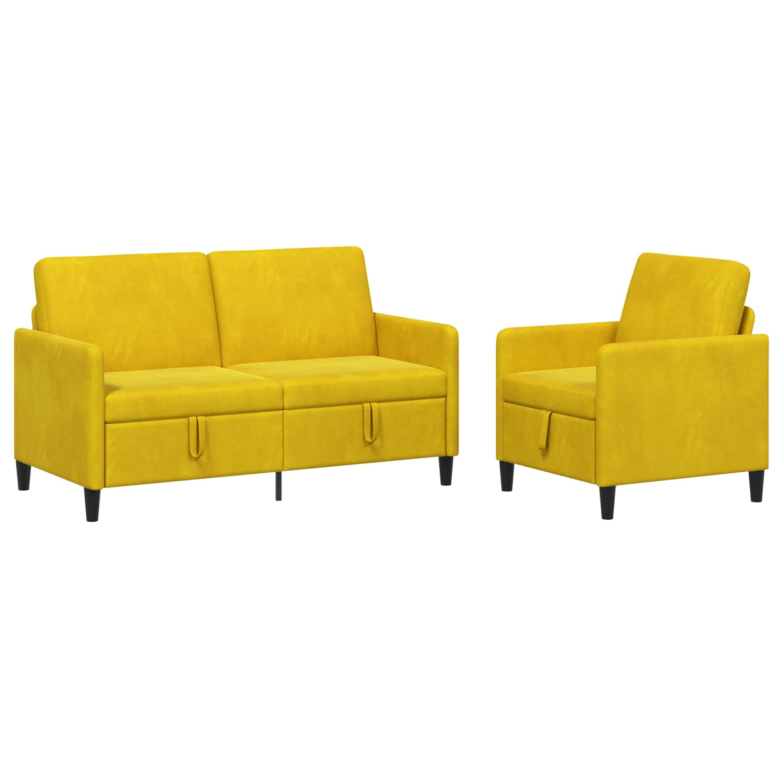 Bankenset met opbergruimte 2 st Geel Polyester