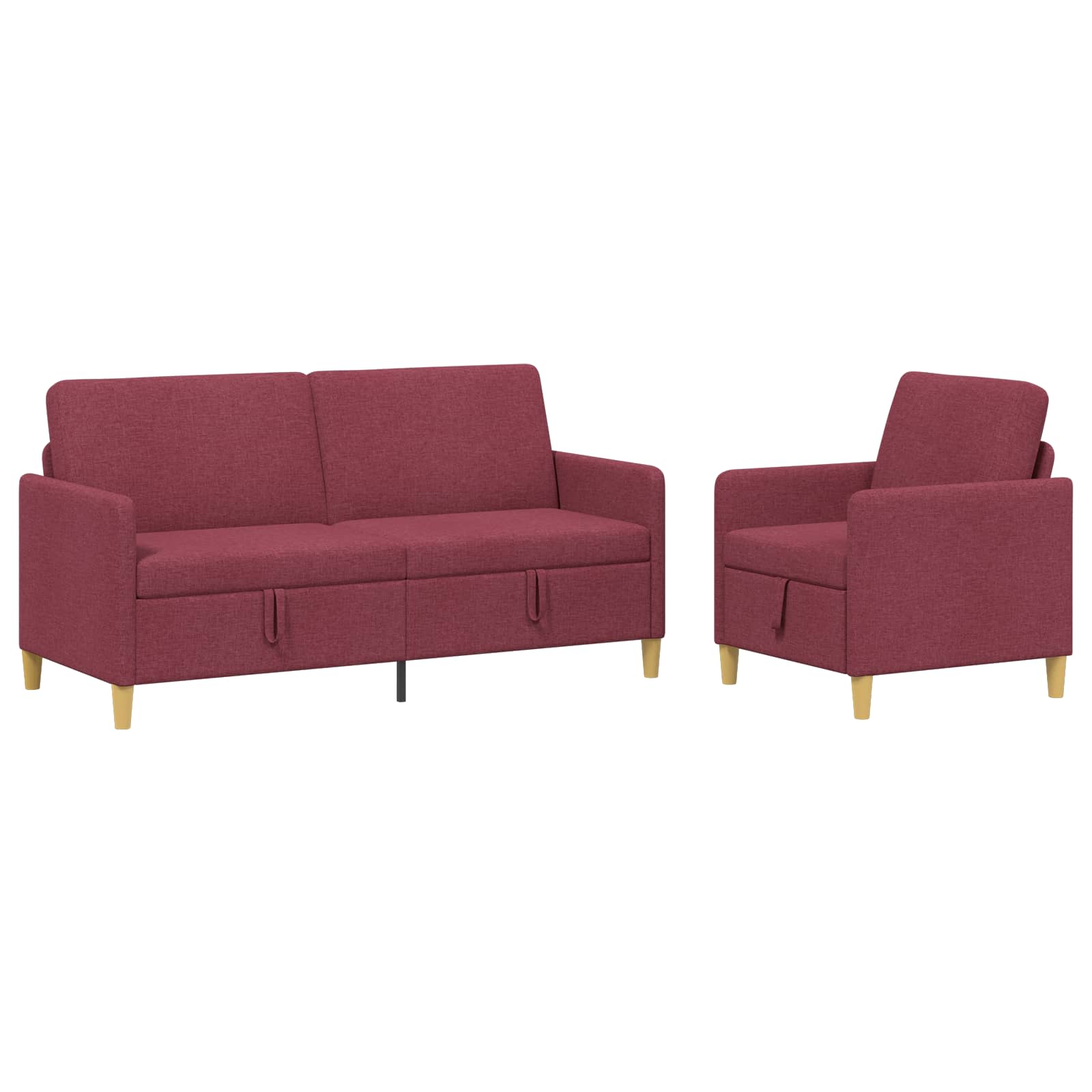 Bankenset met opbergruimte 2 st Wijnrood Polyester