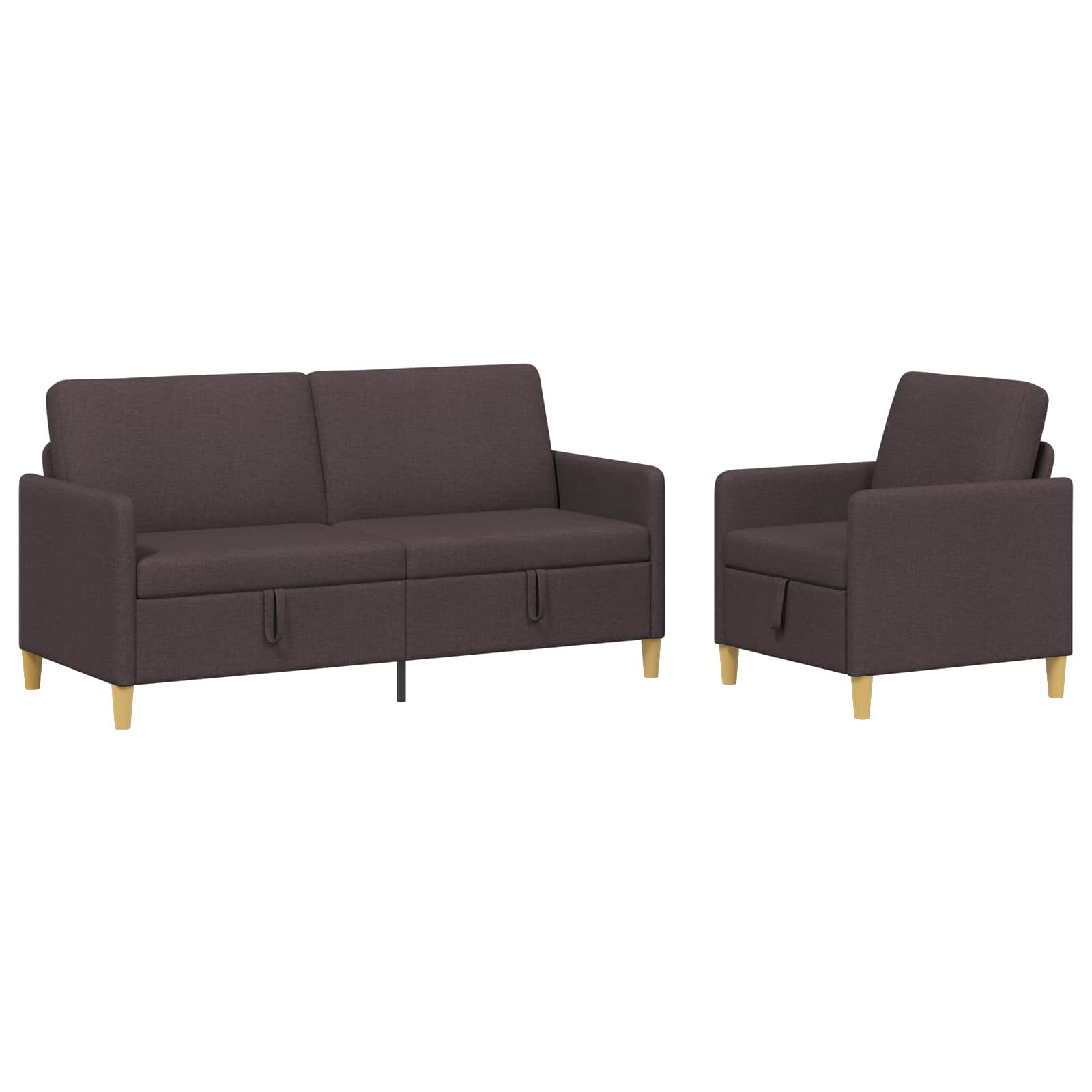 Bankenset met opbergruimte 2 st Donkerbruin Polyester