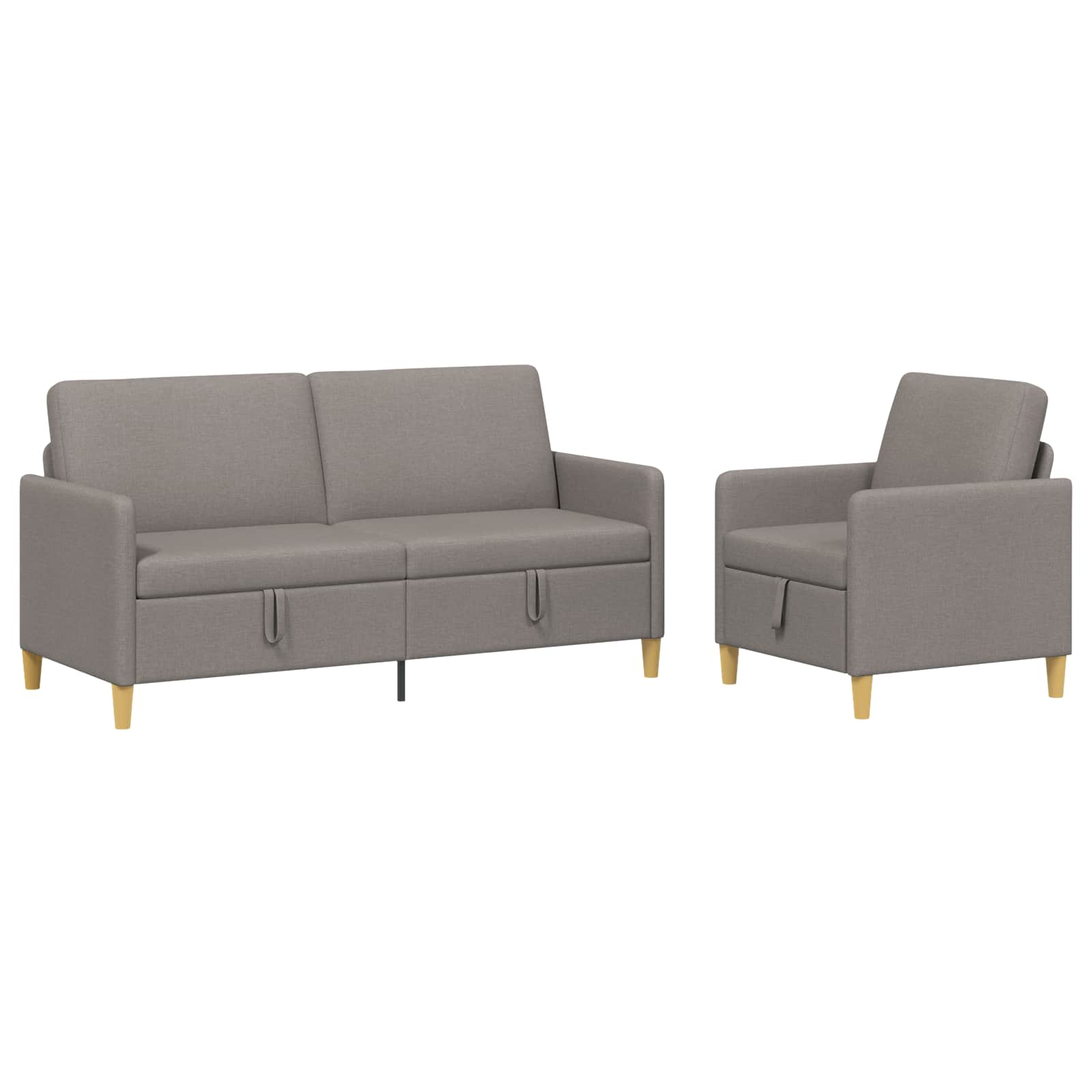 Bankenset met opbergruimte 2 st Taupe Polyester