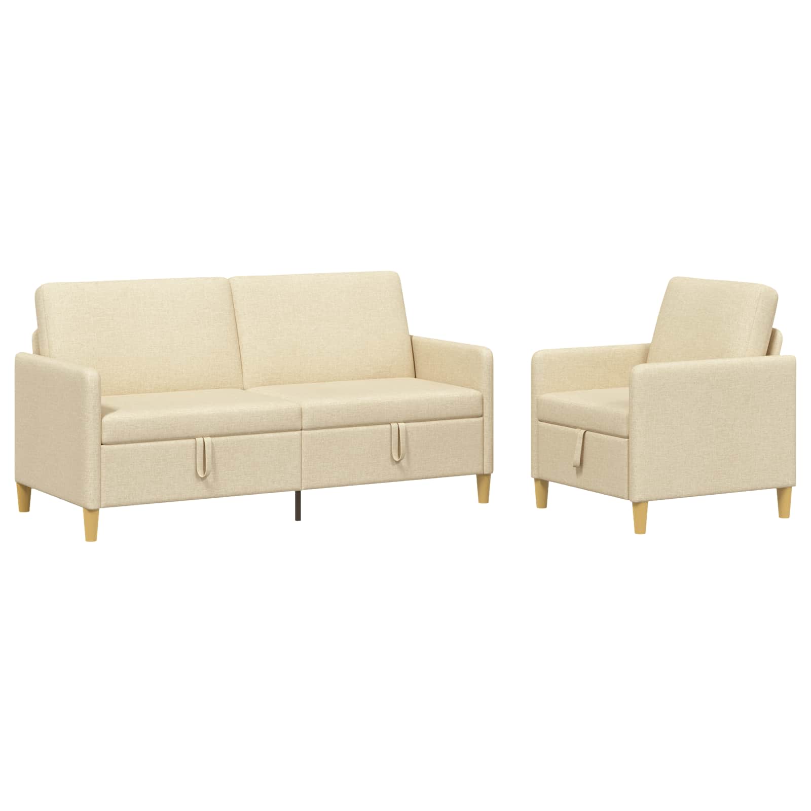 Bankenset met opbergruimte 2 st Crèmekleurig Polyester