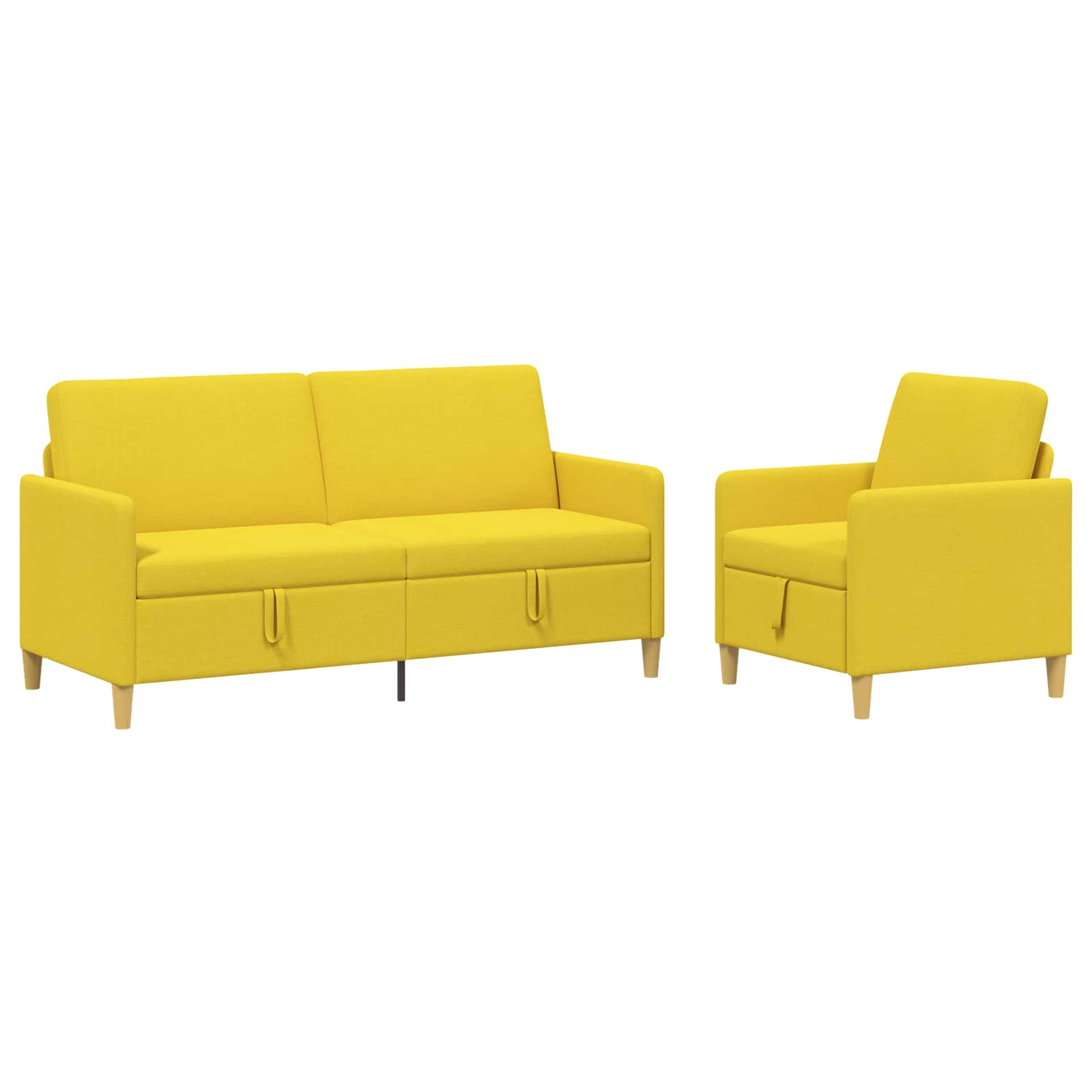 Bankenset met opbergruimte 2 st Lichtgeel Polyester