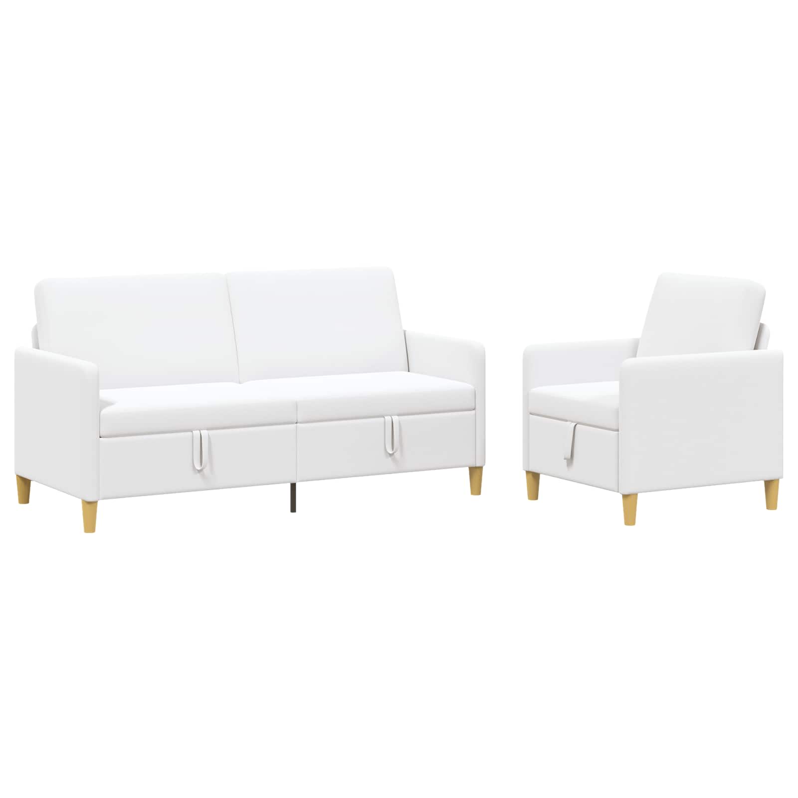Bankenset met opbergruimte 2 st Wit Polyester