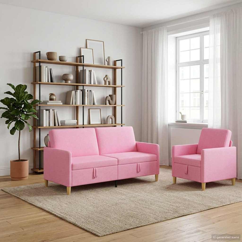 Bankenset met opbergruimte 2 st Roze Polyester