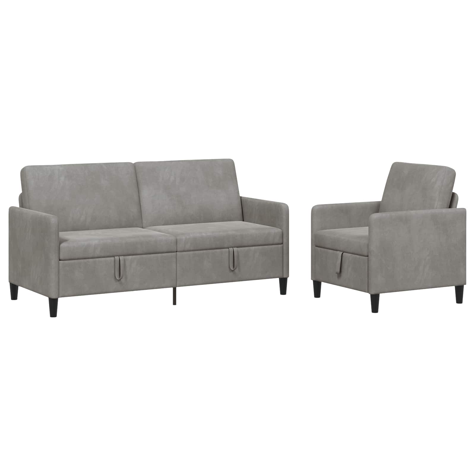 Bankenset met opbergruimte 2 st Lichtgrijs Polyester