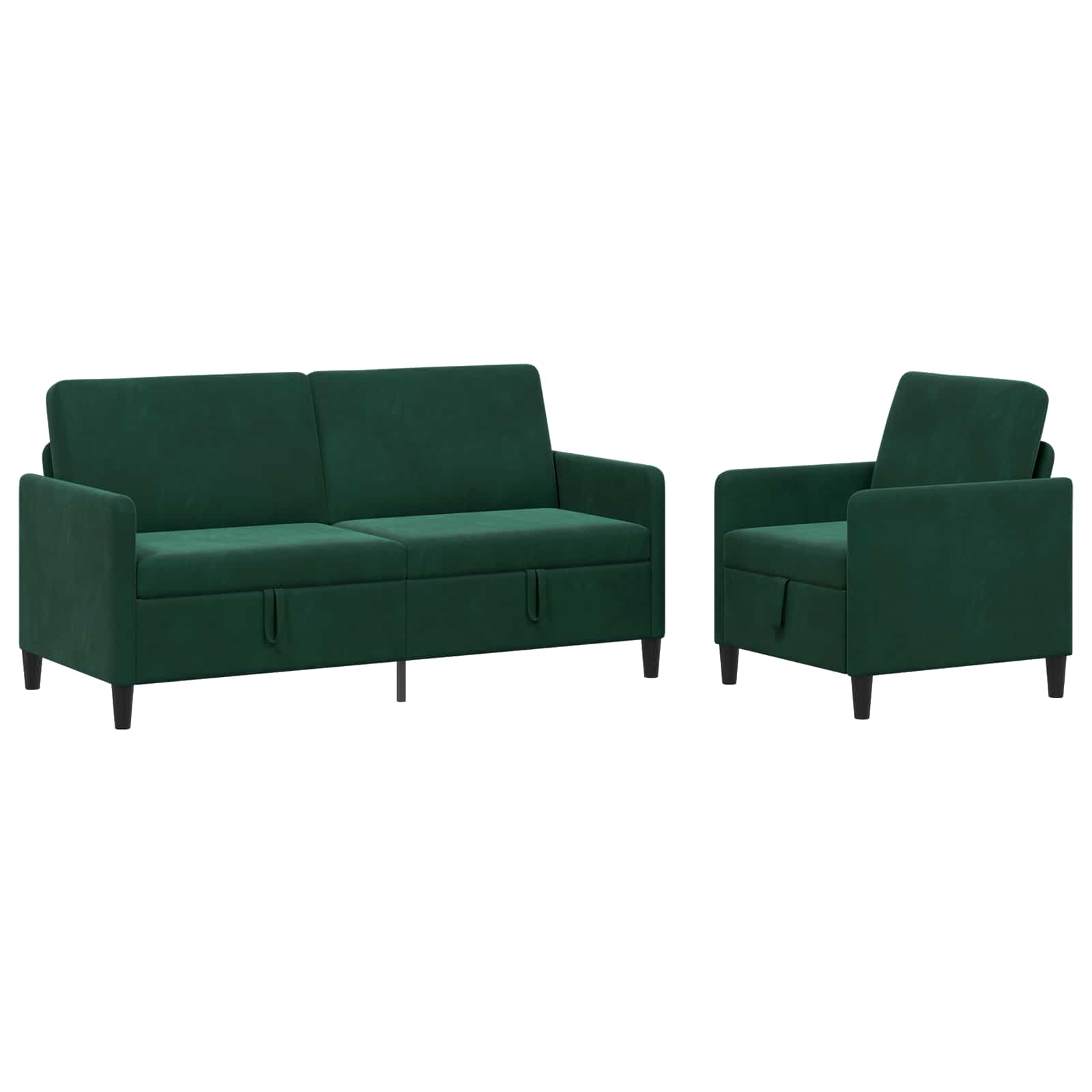 Bankenset met opbergruimte 2 st Donkergroen Polyester