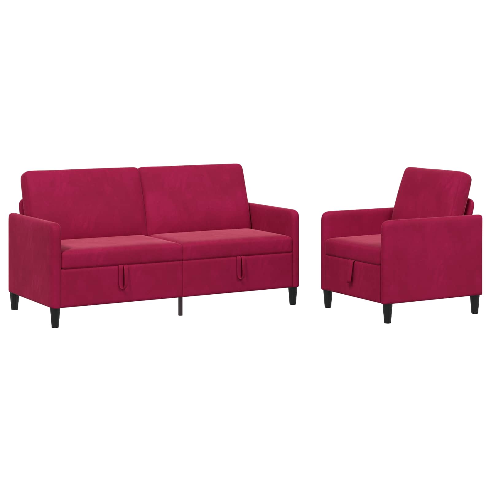 Bankenset met opbergruimte 2 st Wijnrood Polyester