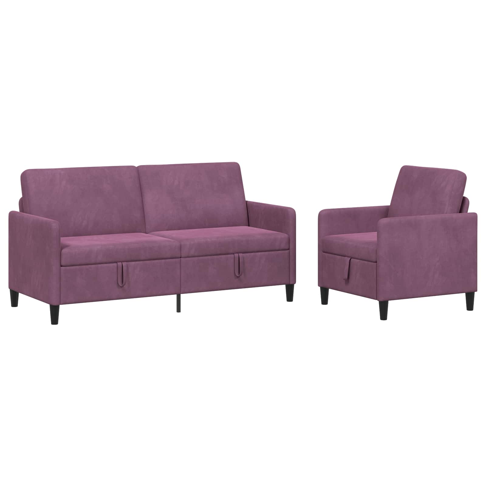 Bankenset met opbergruimte 2 st Paars Polyester