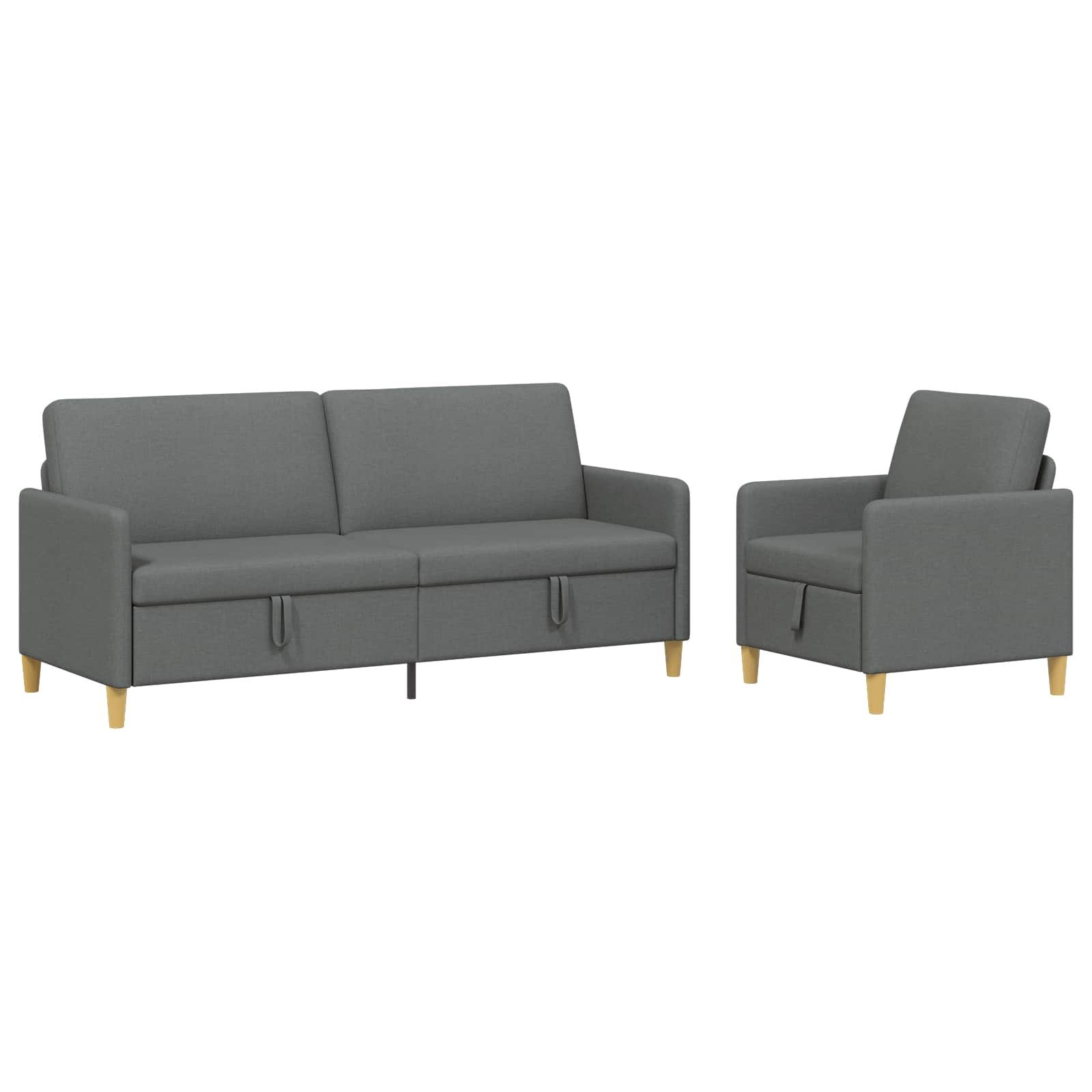 Bankenset met opbergruimte 2 st Donkergrijs Polyester