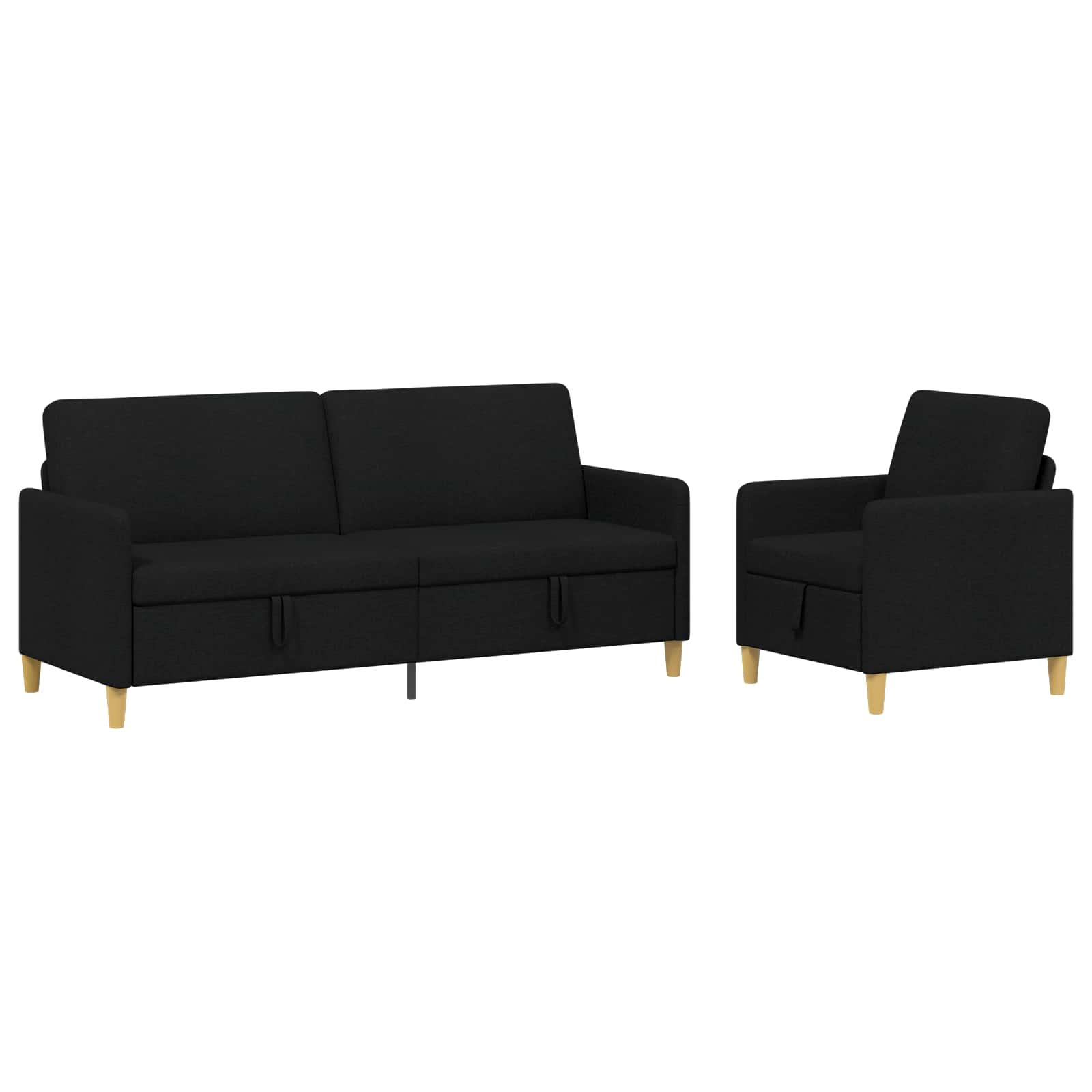 Bankenset met opbergruimte 2 st Zwart Polyester