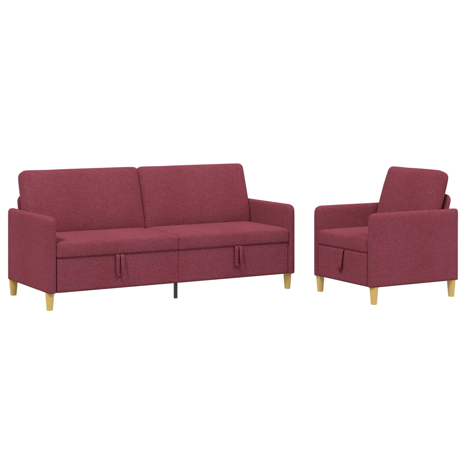 Bankenset met opbergruimte 2 st Wijnrood Polyester