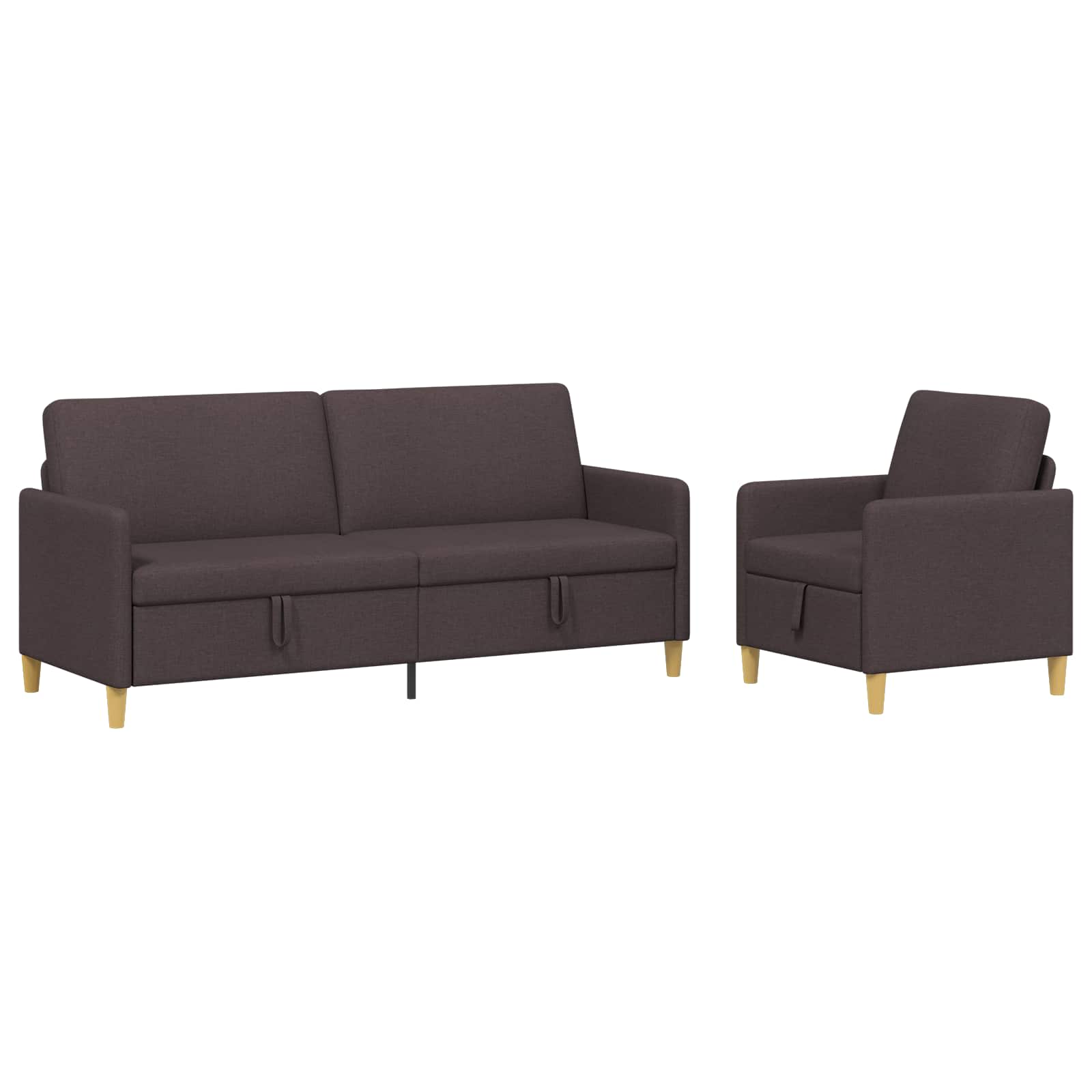 Bankenset met opbergruimte 2 st Donkerbruin Polyester