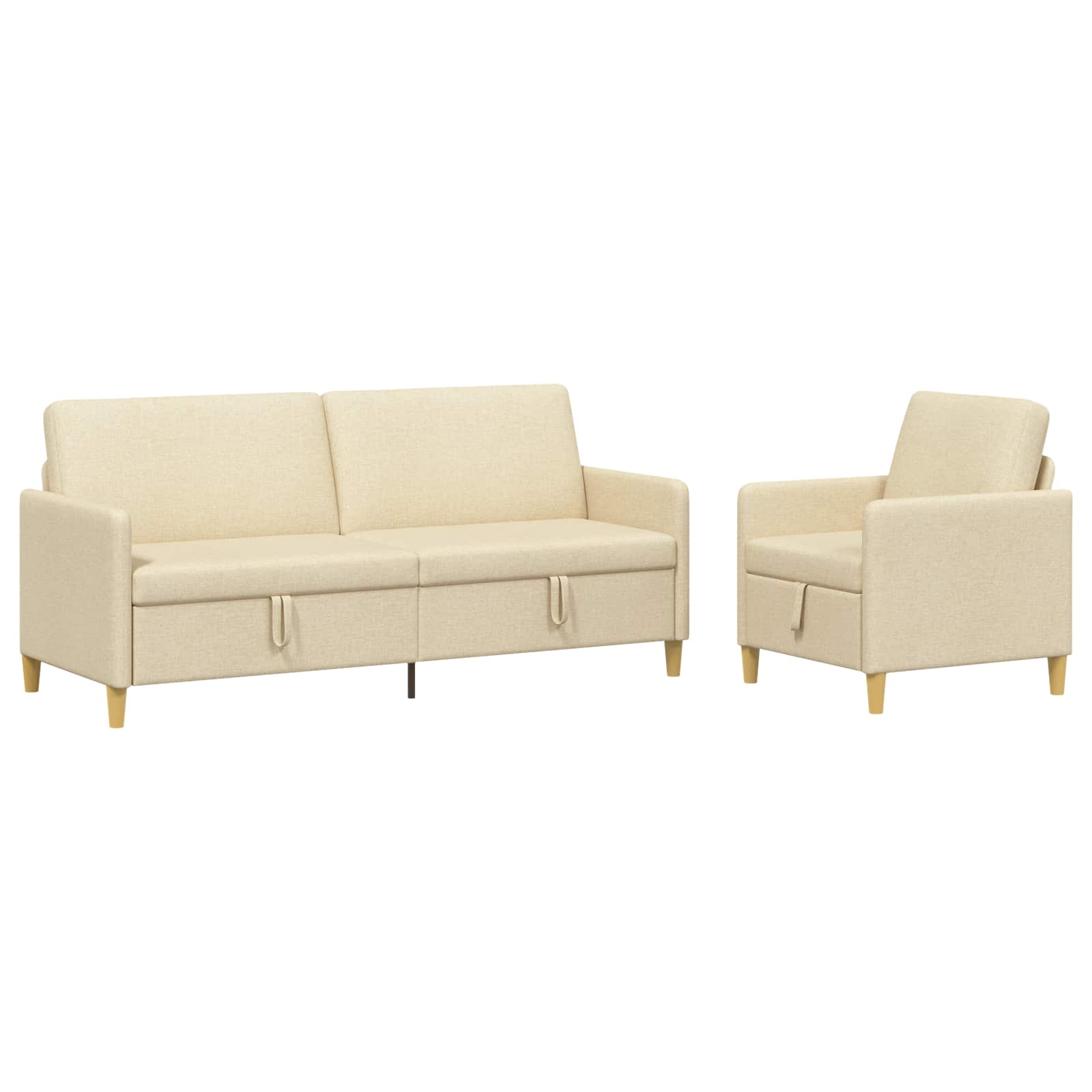 Bankenset met opbergruimte 2 st Crèmekleurig Polyester