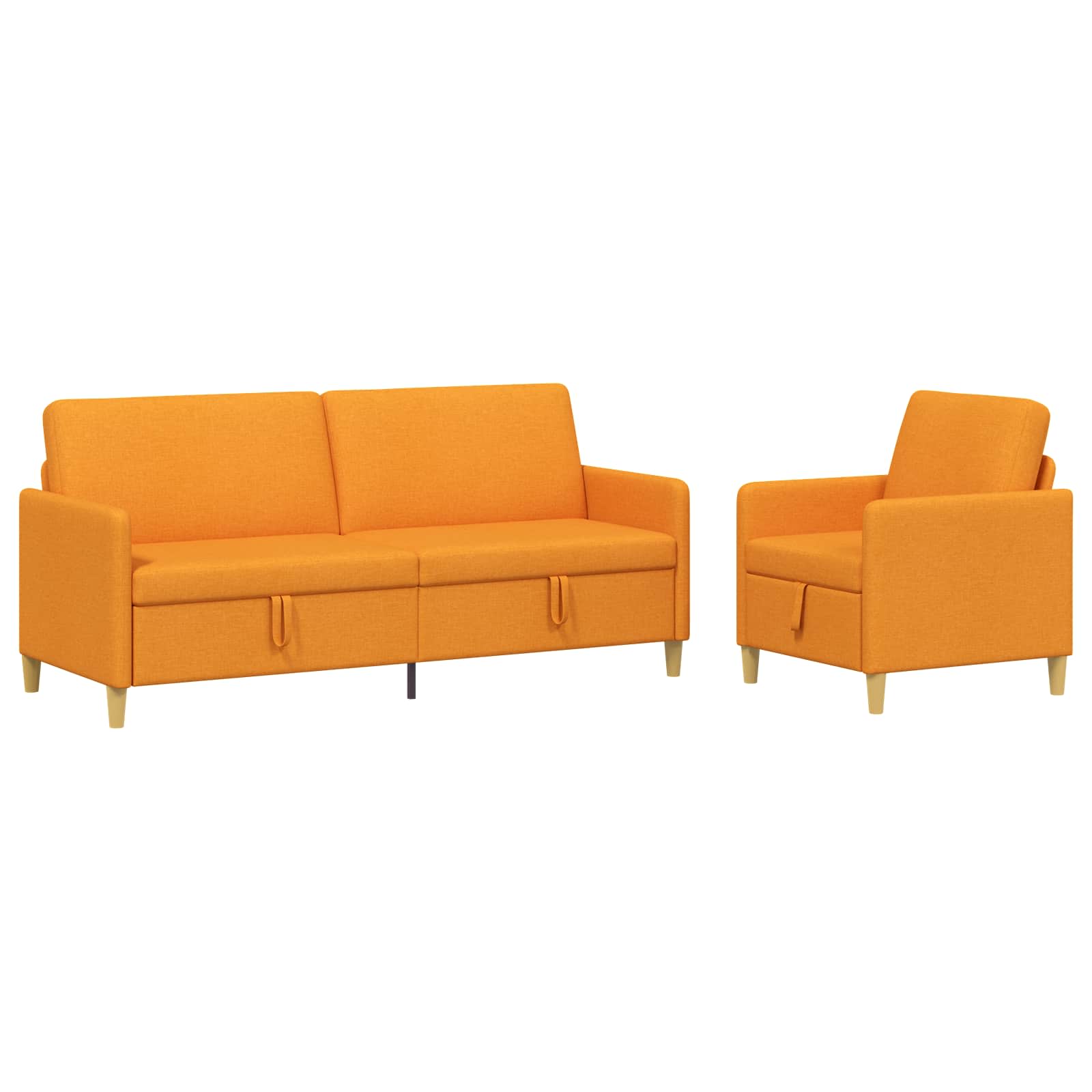 Bankenset met opbergruimte 2 st Donkergeel Polyester