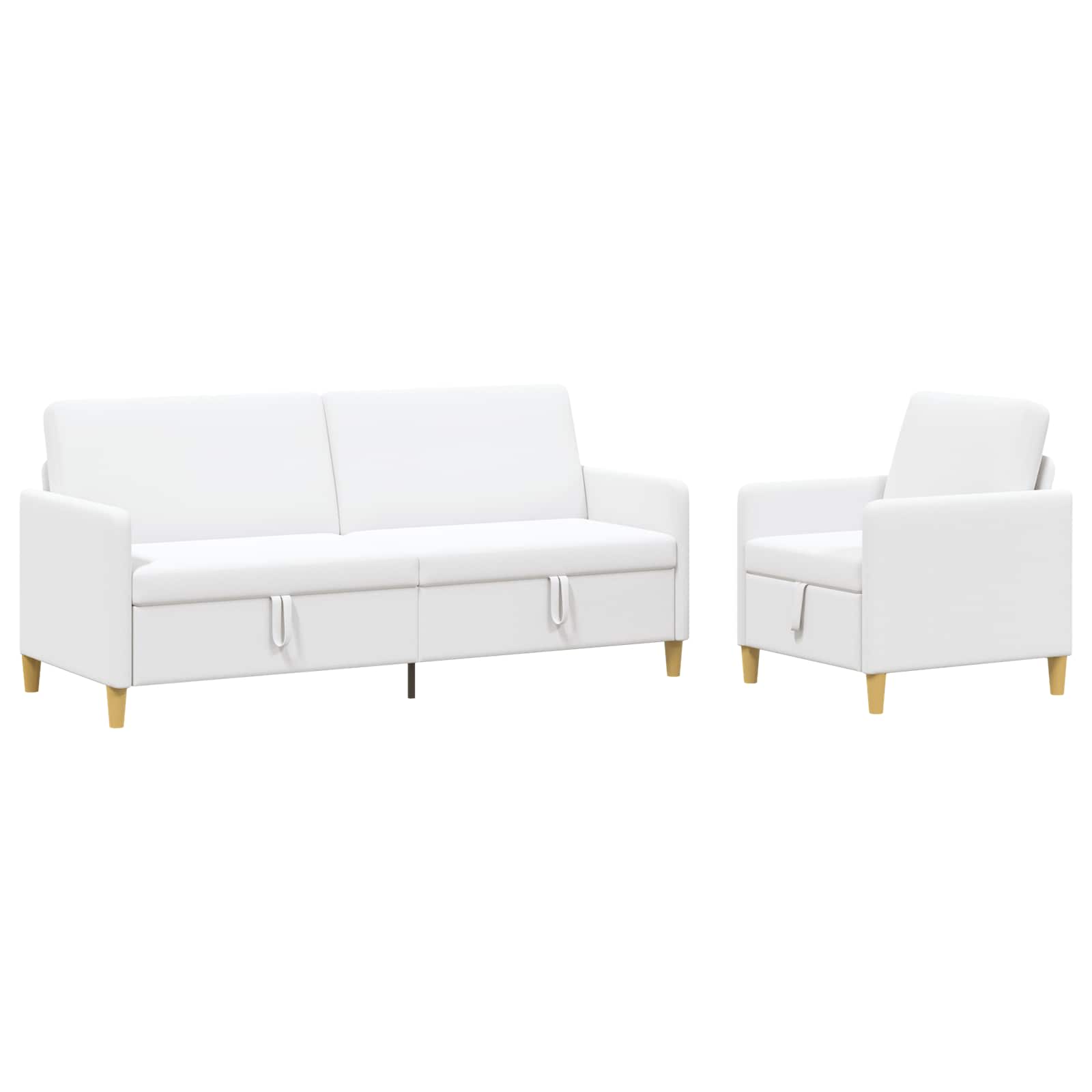 Bankenset met opbergruimte 2 st Wit Polyester