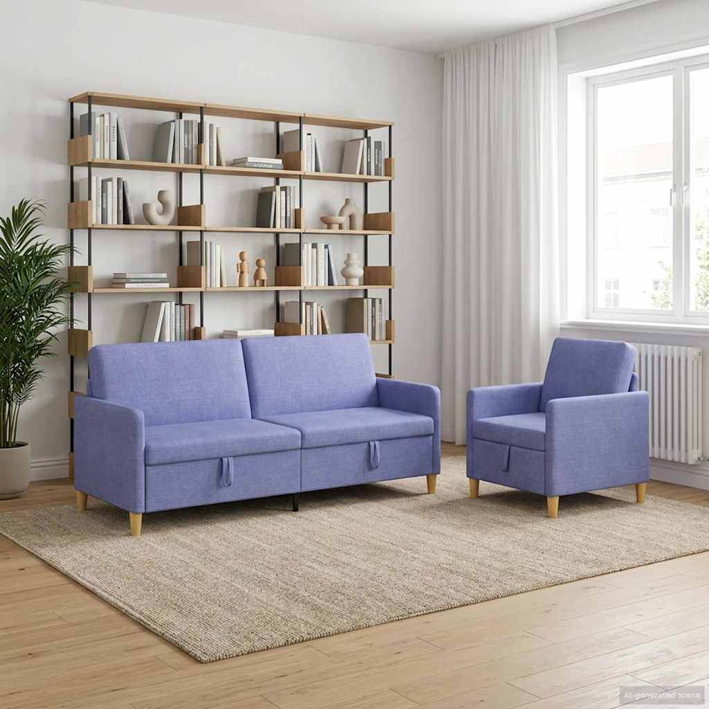 Bankenset met opbergruimte 2 st Jeans Blauw Polyester
