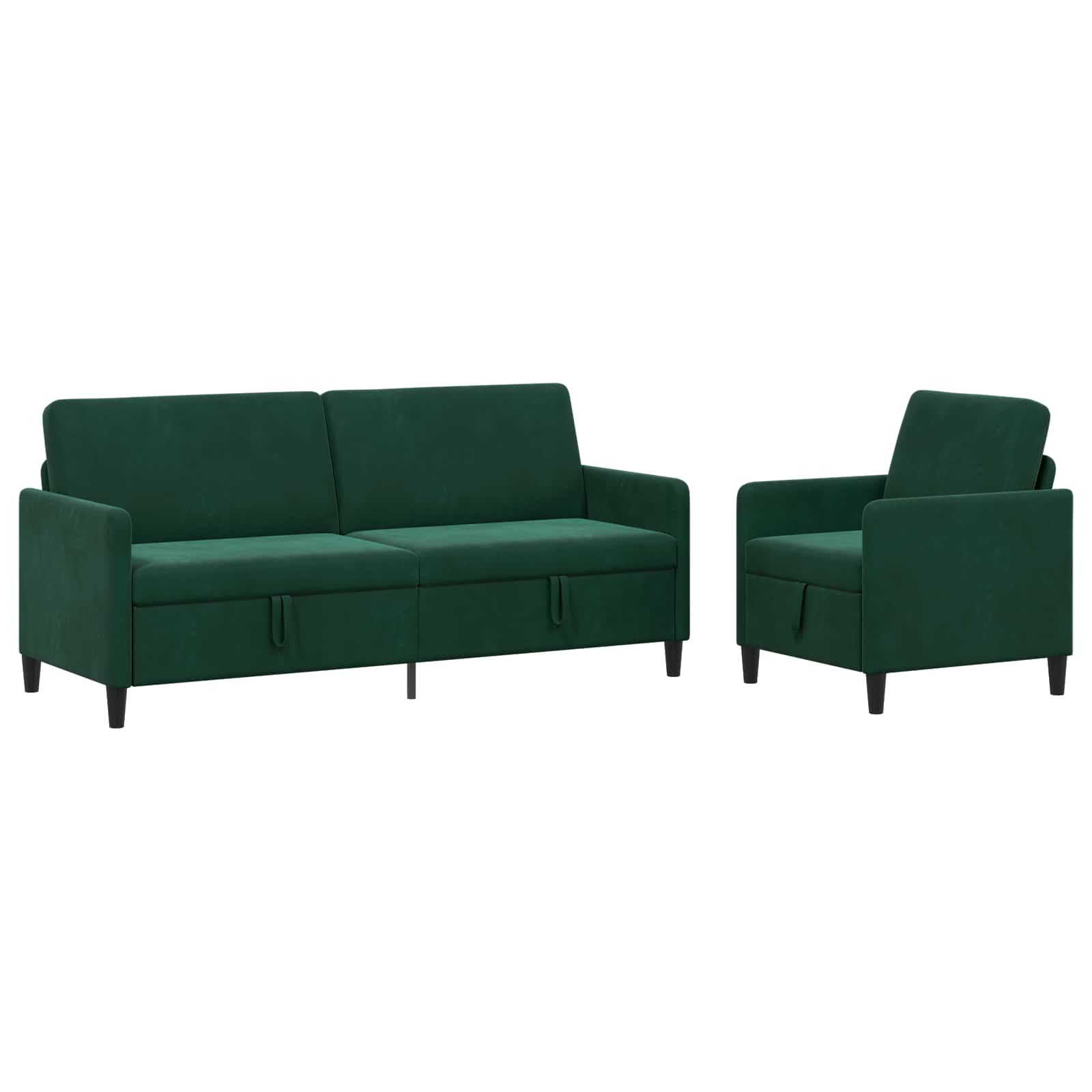 Bankenset met opbergruimte 2 st Donkergroen Polyester