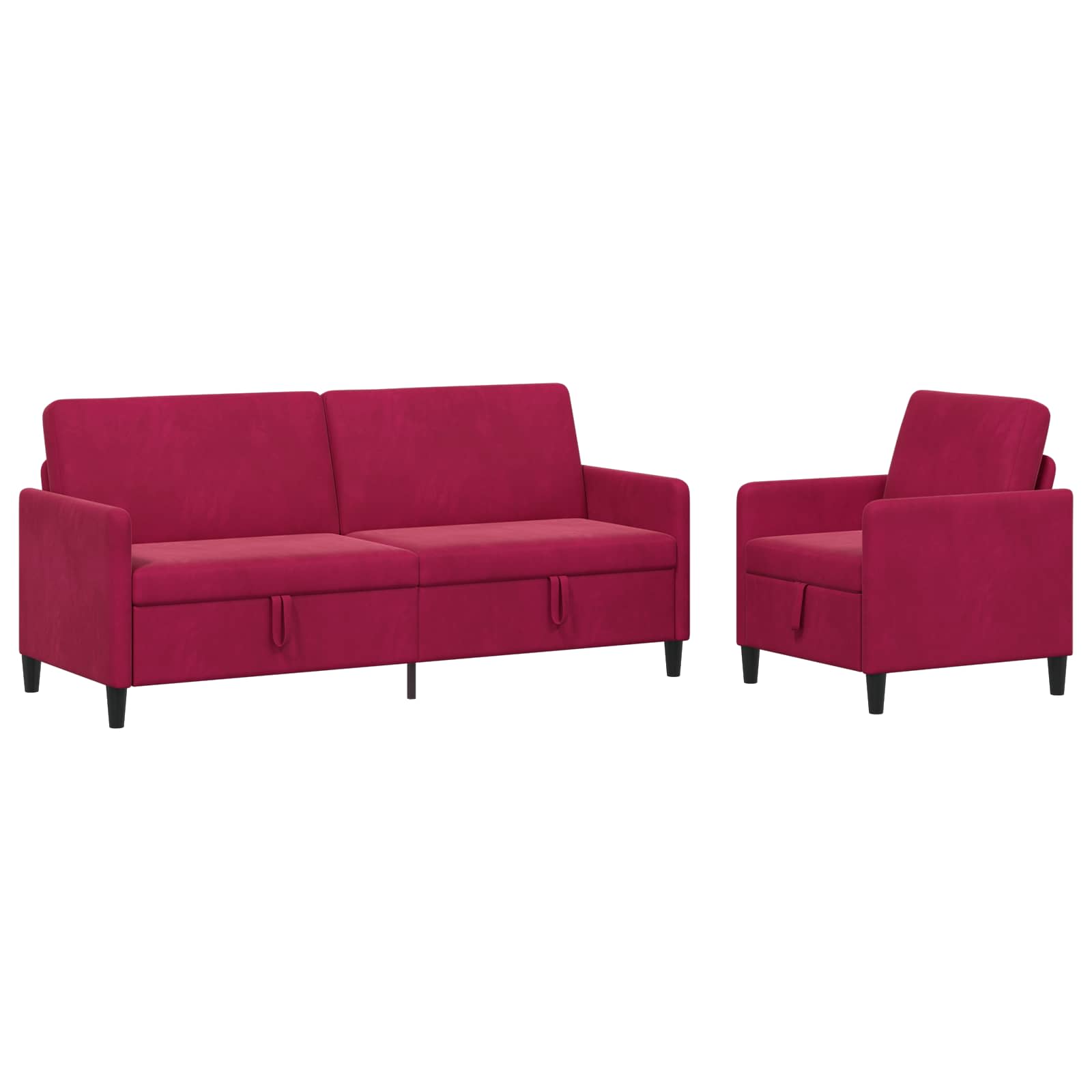Bankenset met opbergruimte 2 st Wijnrood Polyester