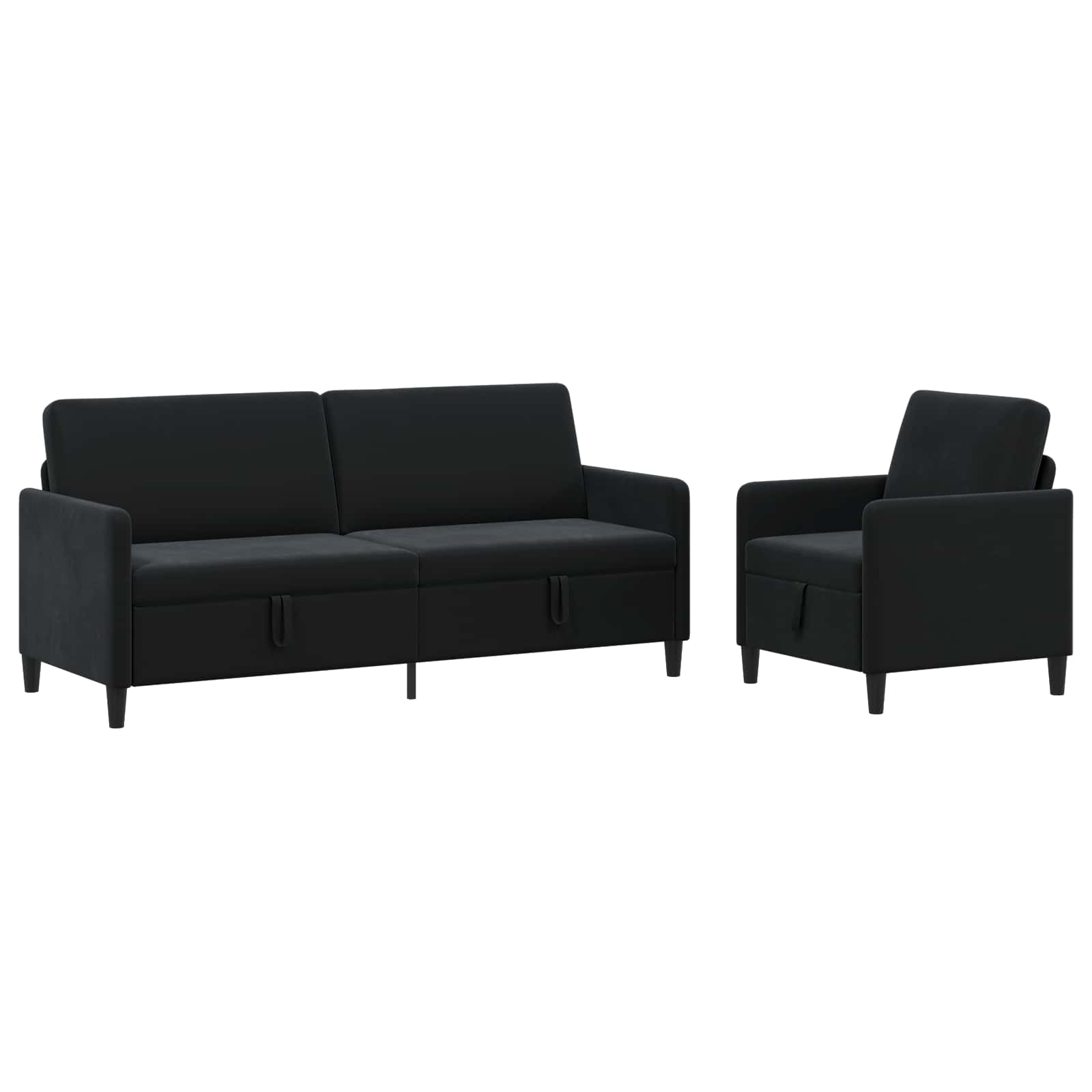 Bankenset met opbergruimte 2 st Zwart Polyester