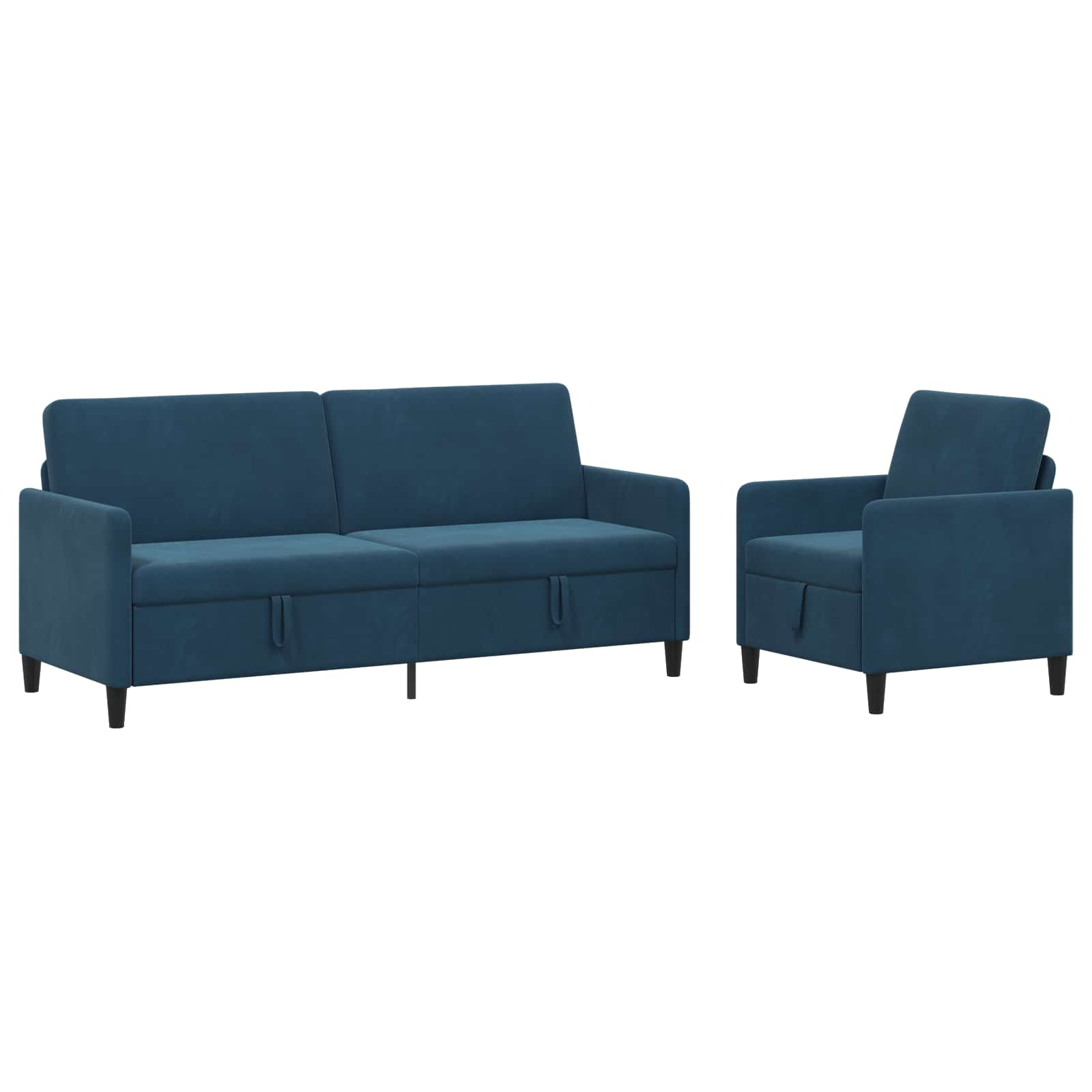 Bankenset met opbergruimte 2 st Blauw Polyester