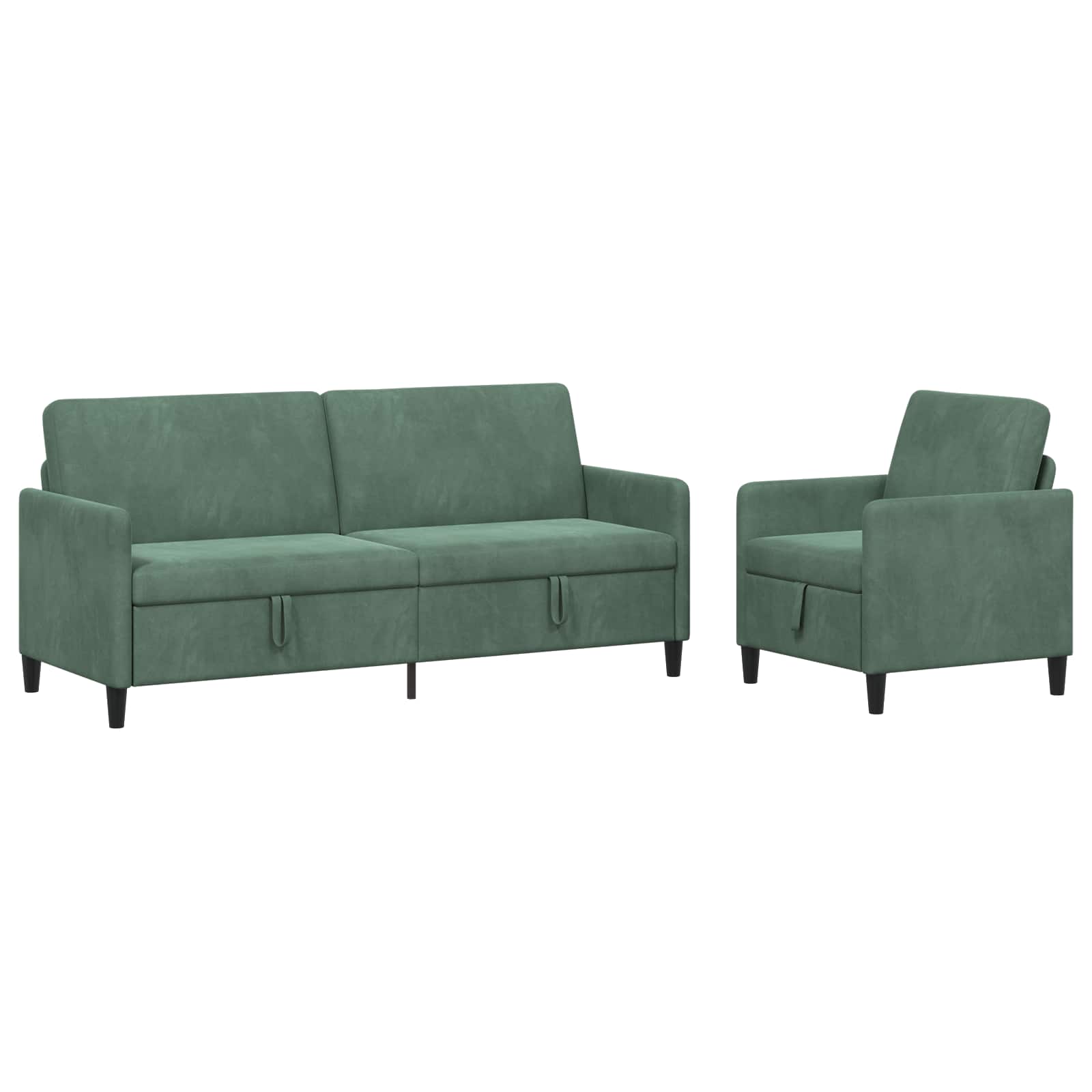 Bankenset met opbergruimte 2 st Zeegroen Polyester