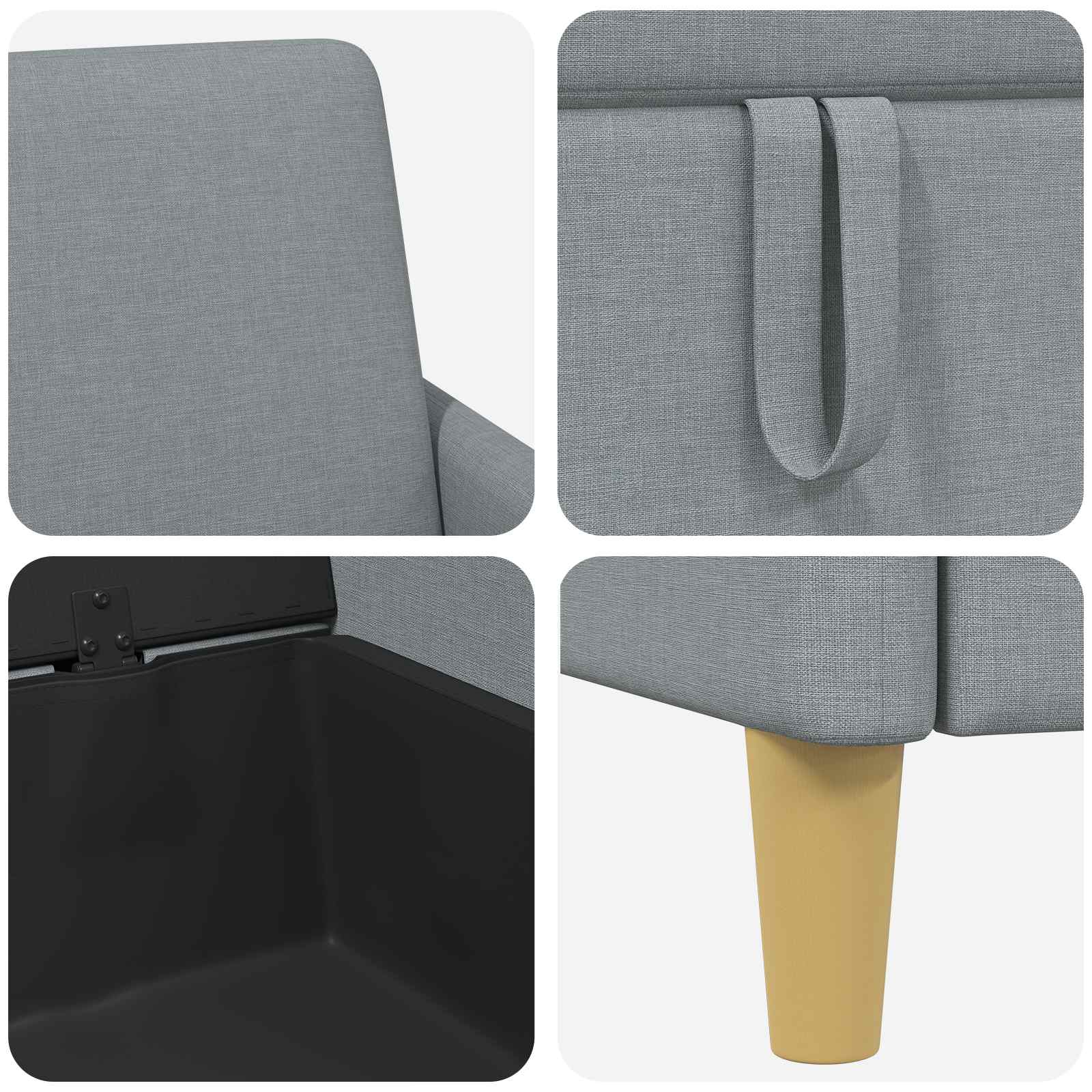 Bank met opslag Lichtgrijs 72 x 78 x 87 cm Polyester