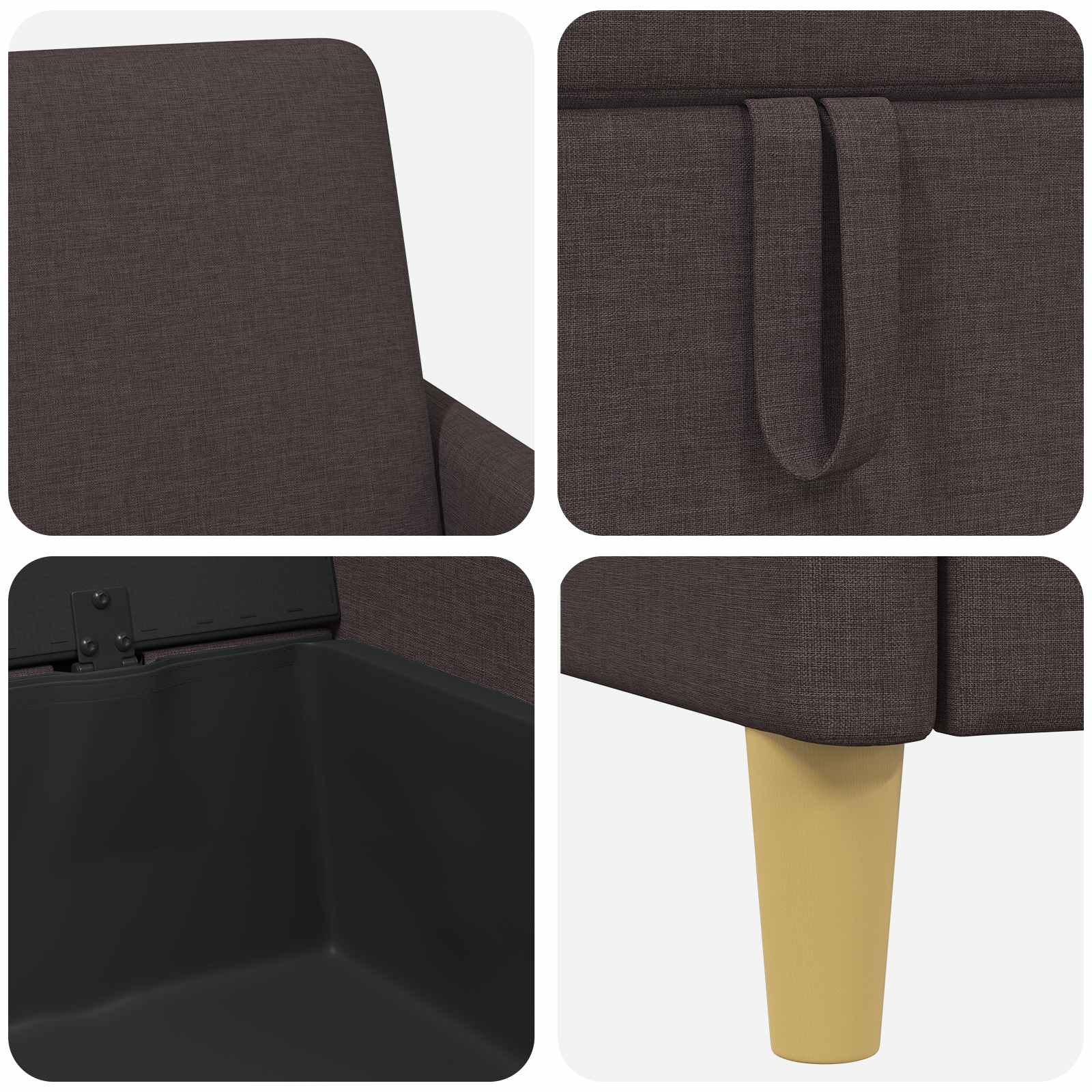 Bank met opslag Donkerbruin 72 x 78 x 87 cm Polyester