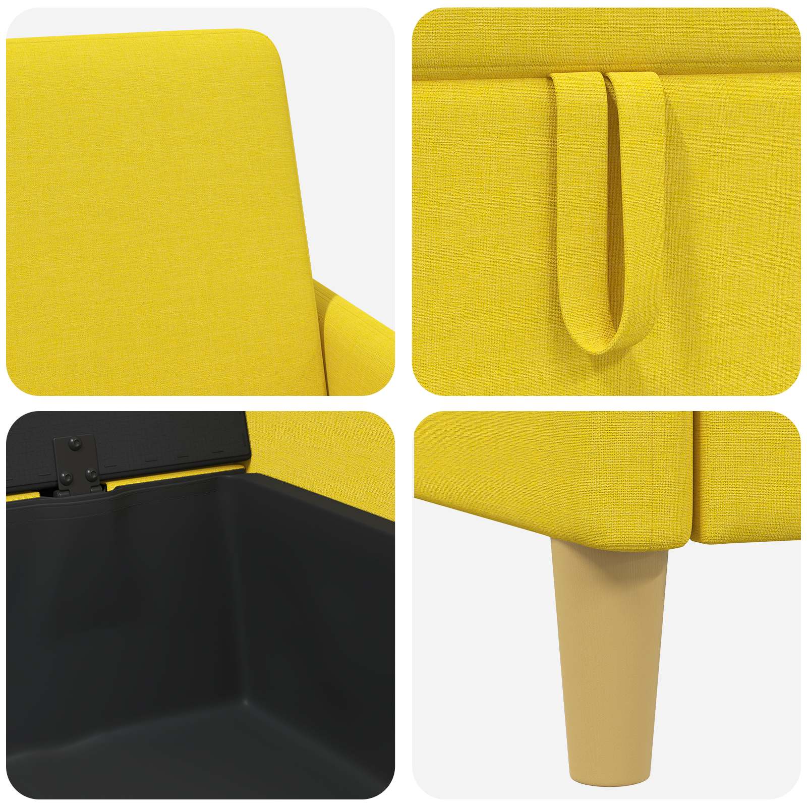 Bank met opslag Lichtgeel 122 x 78 x 87 cm Polyester