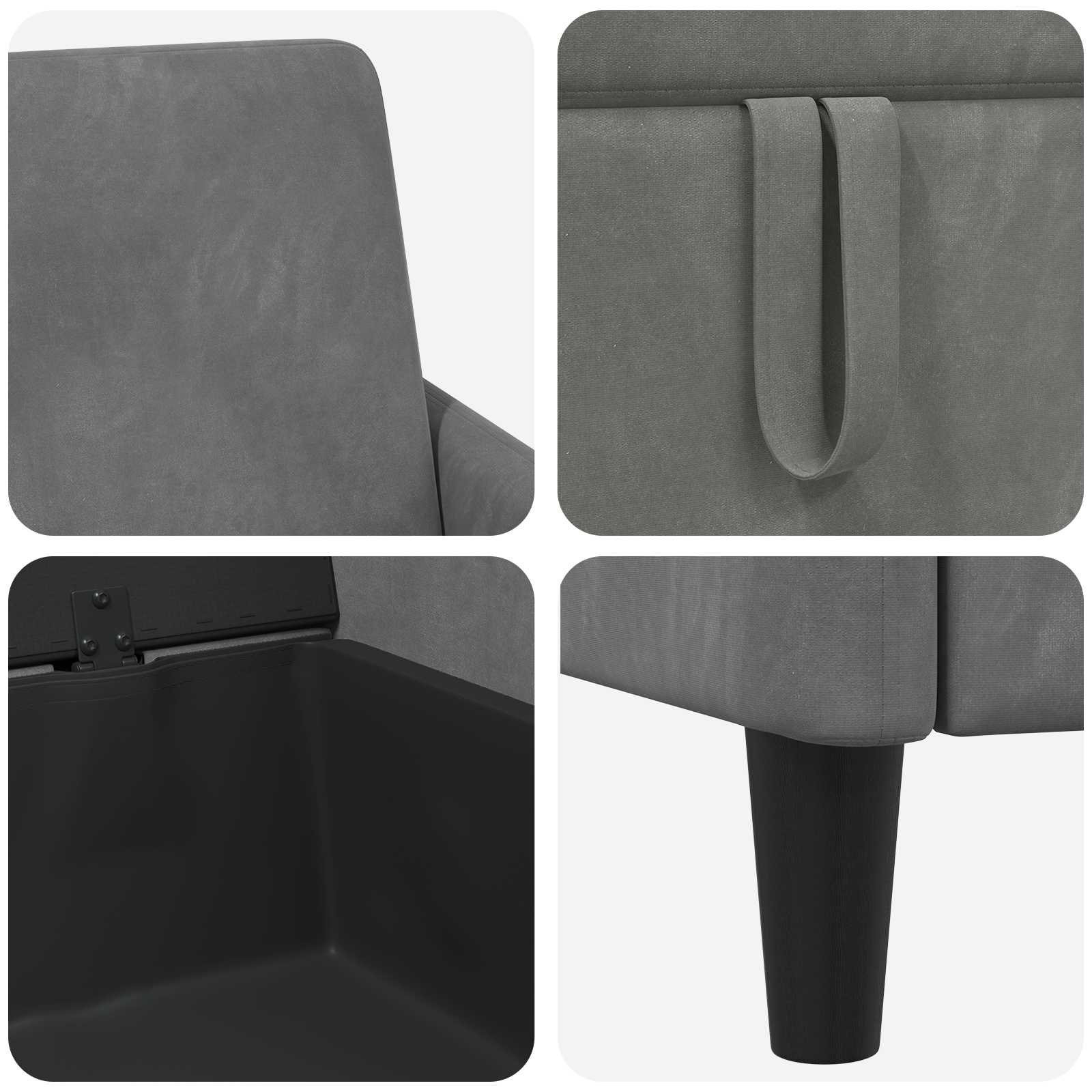 Bank met opslag Donkergrijs 122 x 78 x 87 cm Polyester