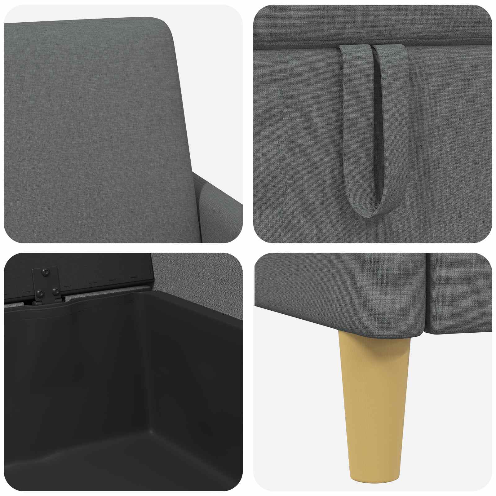 Bank met opslag Donkergrijs 172 x 78 x 87 cm Polyester
