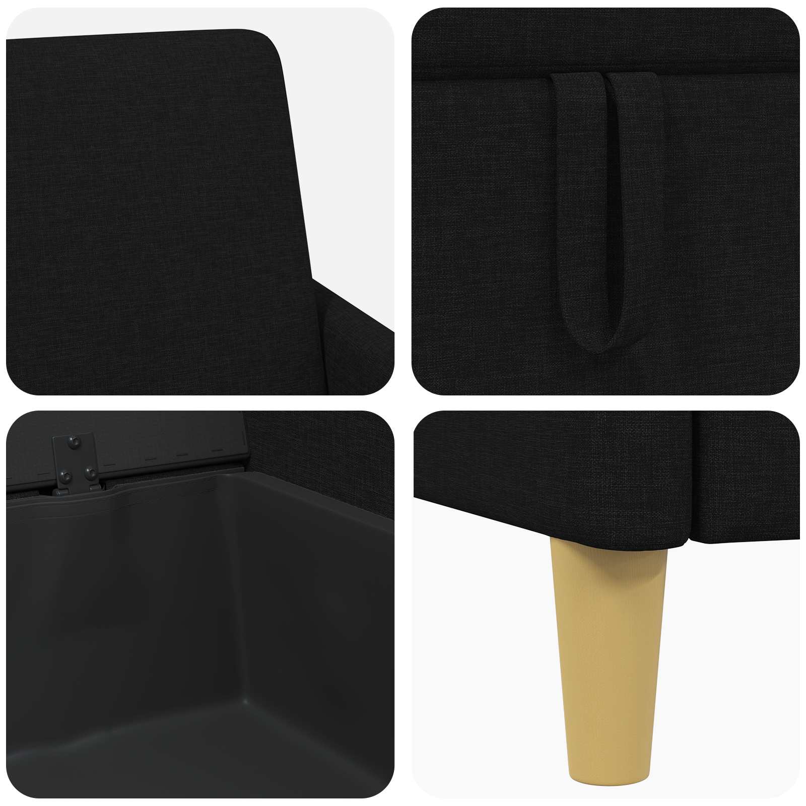 Bank met opslag Zwart 192 x 78 x 87 cm Polyester