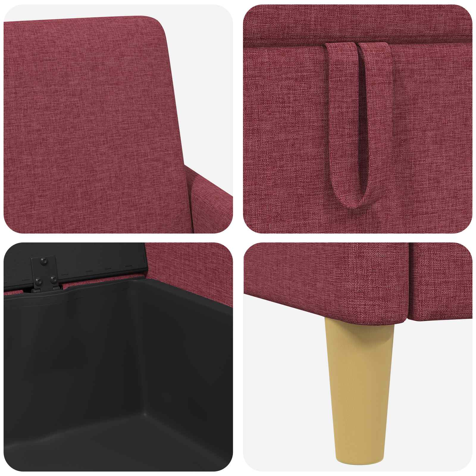 Bank met opslag Wijnrood 192 x 78 x 87 cm Polyester