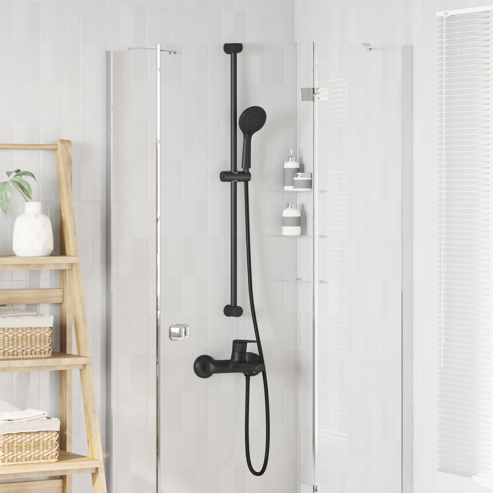 Doucheset Zwart 150 cm Roestvrij staal