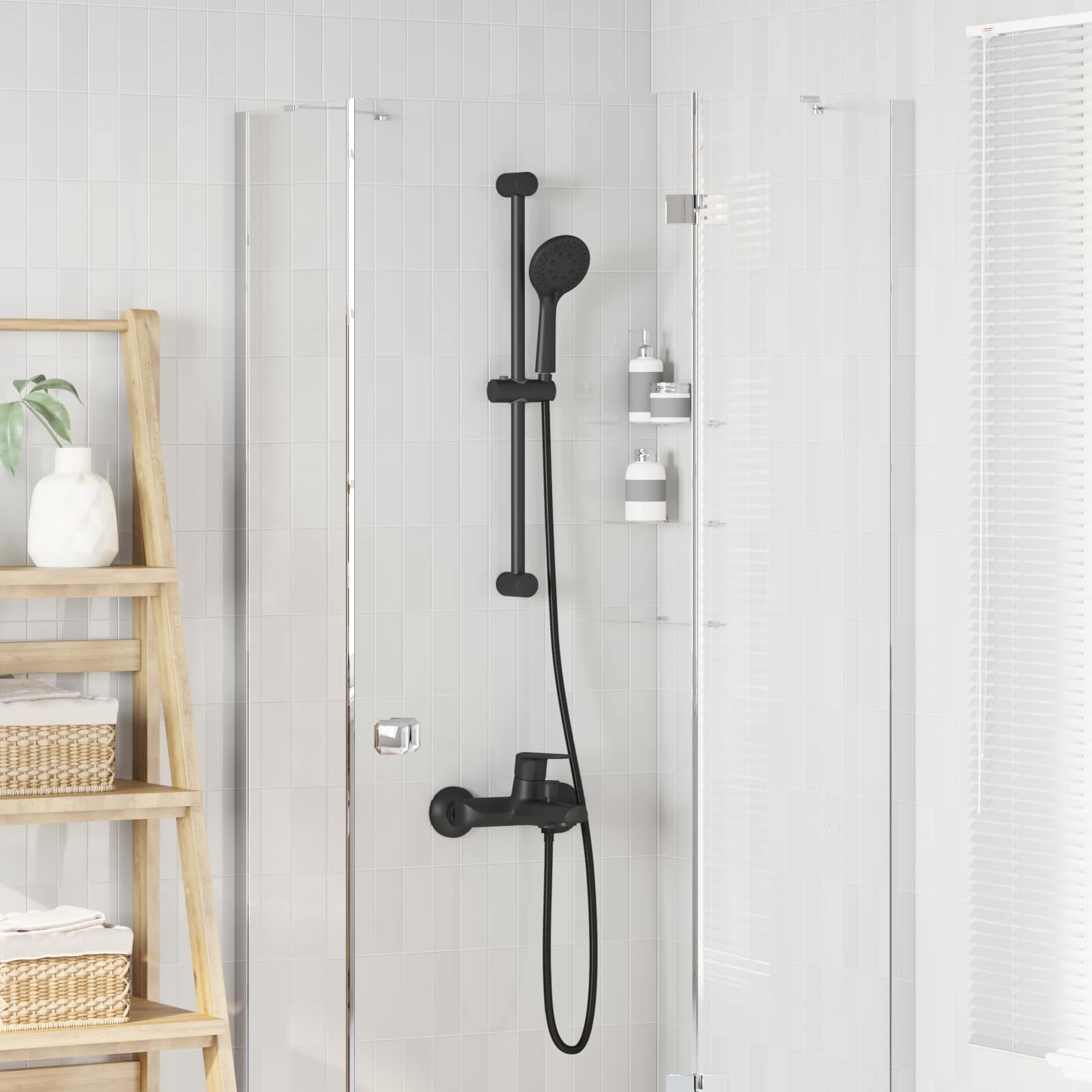 Douchesysteem set Zwart 70 cm Roestvrij staal