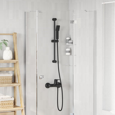 Douchesysteem set Zwart 70 cm Roestvrij staal
