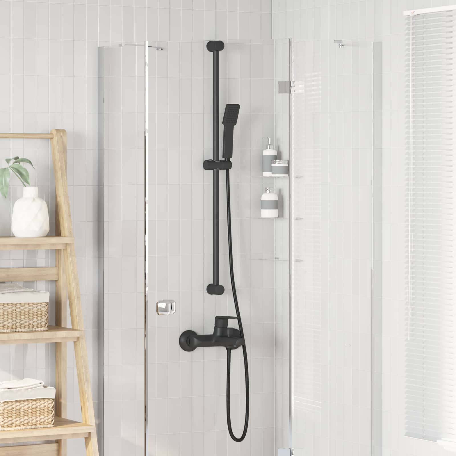 Douchesysteem set Zwart 100 cm Roestvrij staal