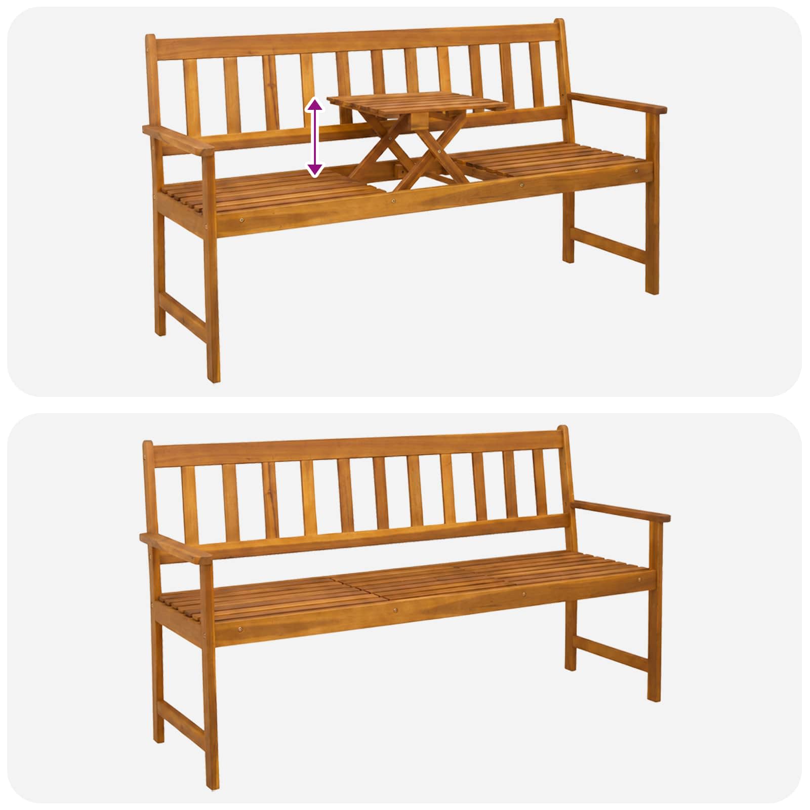 Tuinbank 158 x 55 x 89 cm Massief Acaciahout Naturel