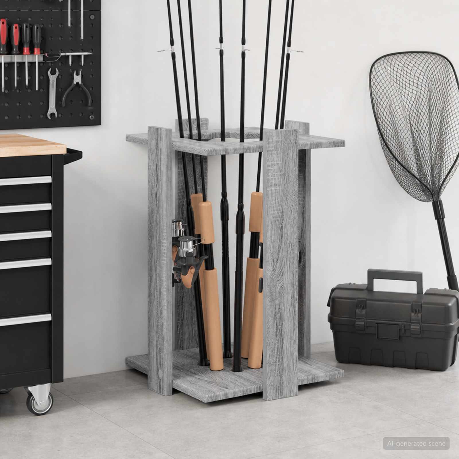 Biljartkeu standaard Bewerkt hout 42 x 43 x 60 cm Grijs Sonoma