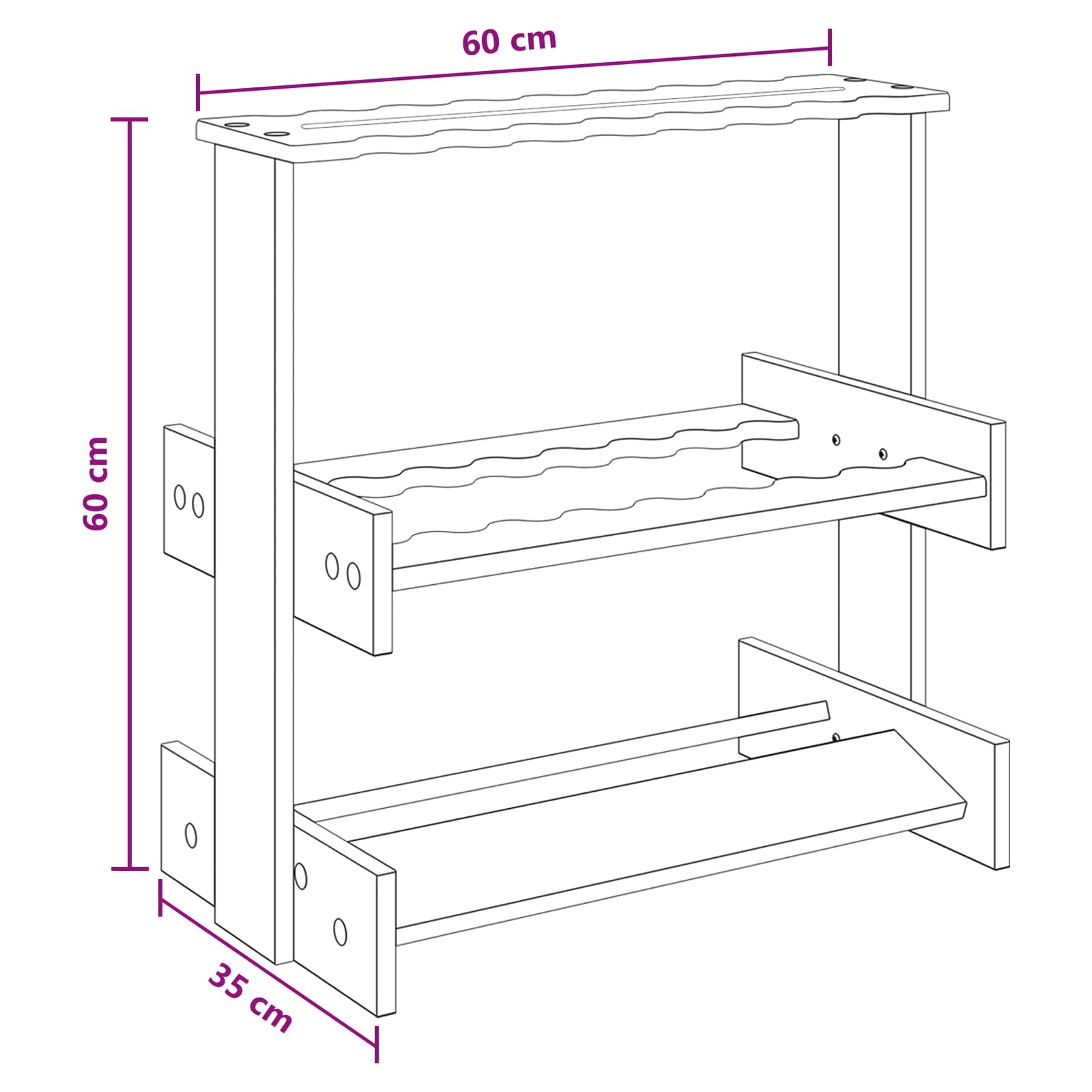 Biljartkeu standaard Bewerkt hout 60 x 35 x 60 cm Gerookt eiken