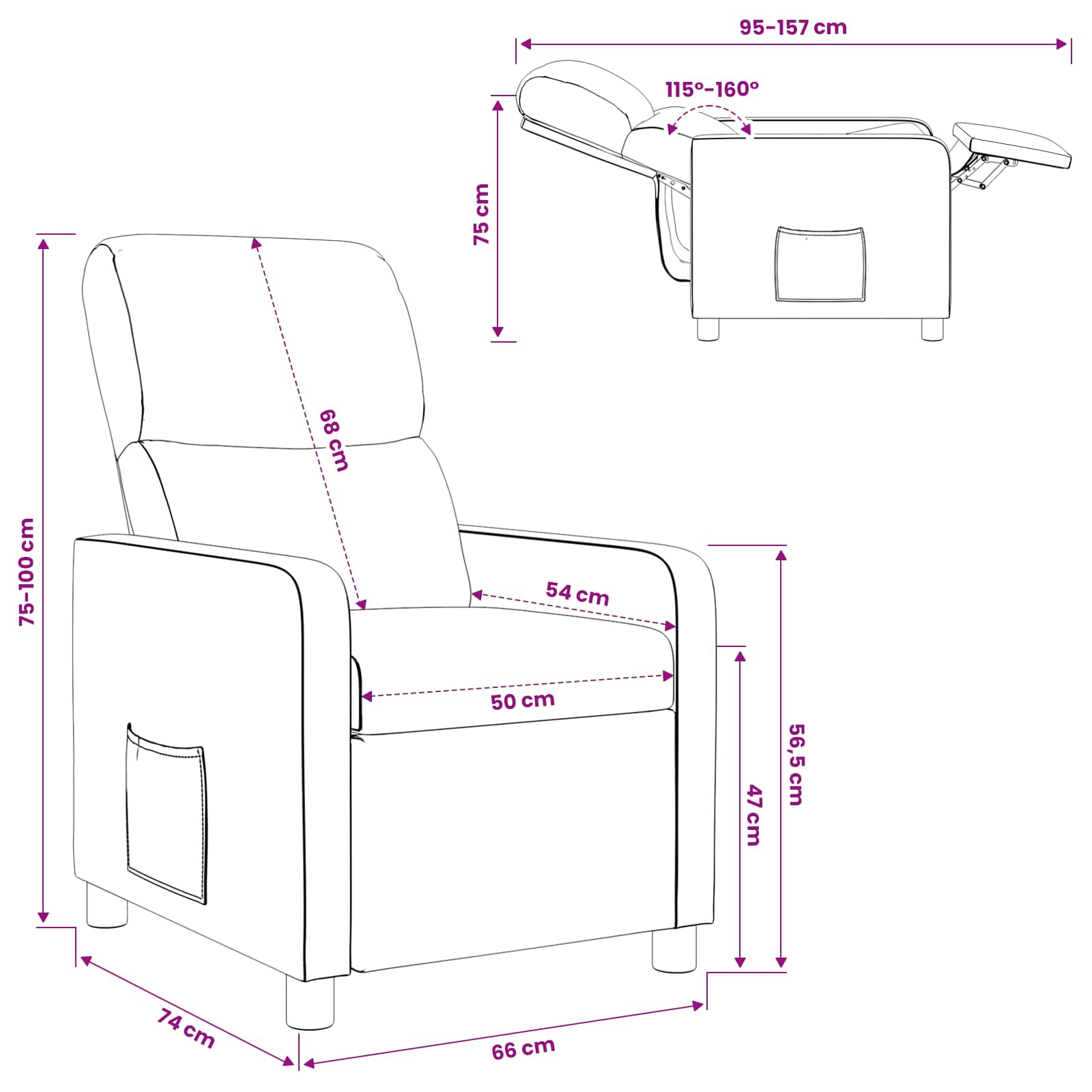 Relaxfauteuil Donkerbruin Stof