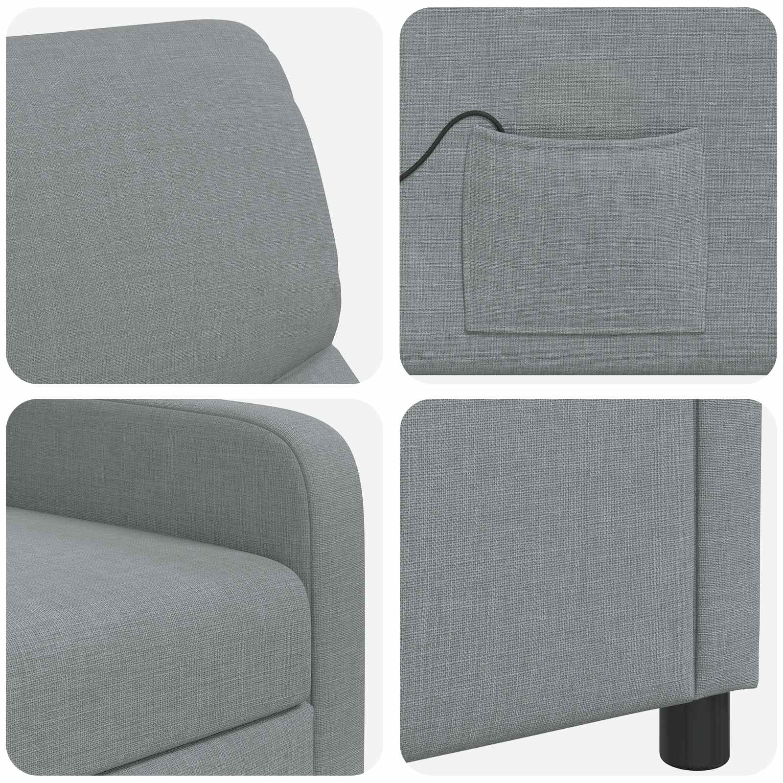 Massage Recliner Lichtgrijs Stof
